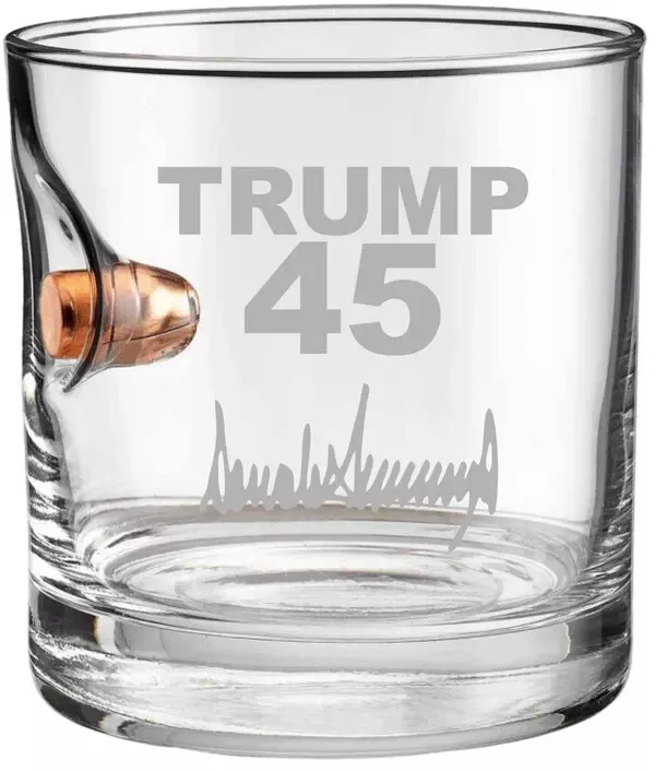 Bulletproof Trump Signature 45 Whiskey Glass- Real Bullet