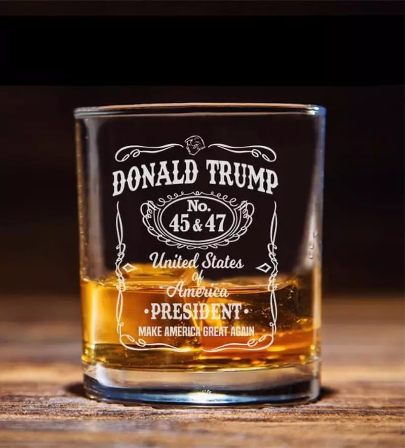 Donald Trump Laser Engraved Whiskey Glass, Trump For Presidency, Poilitical Gift