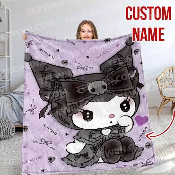 Personalized Disneyyy Kuromi Blanket, Kuromi Custom Name Blanket