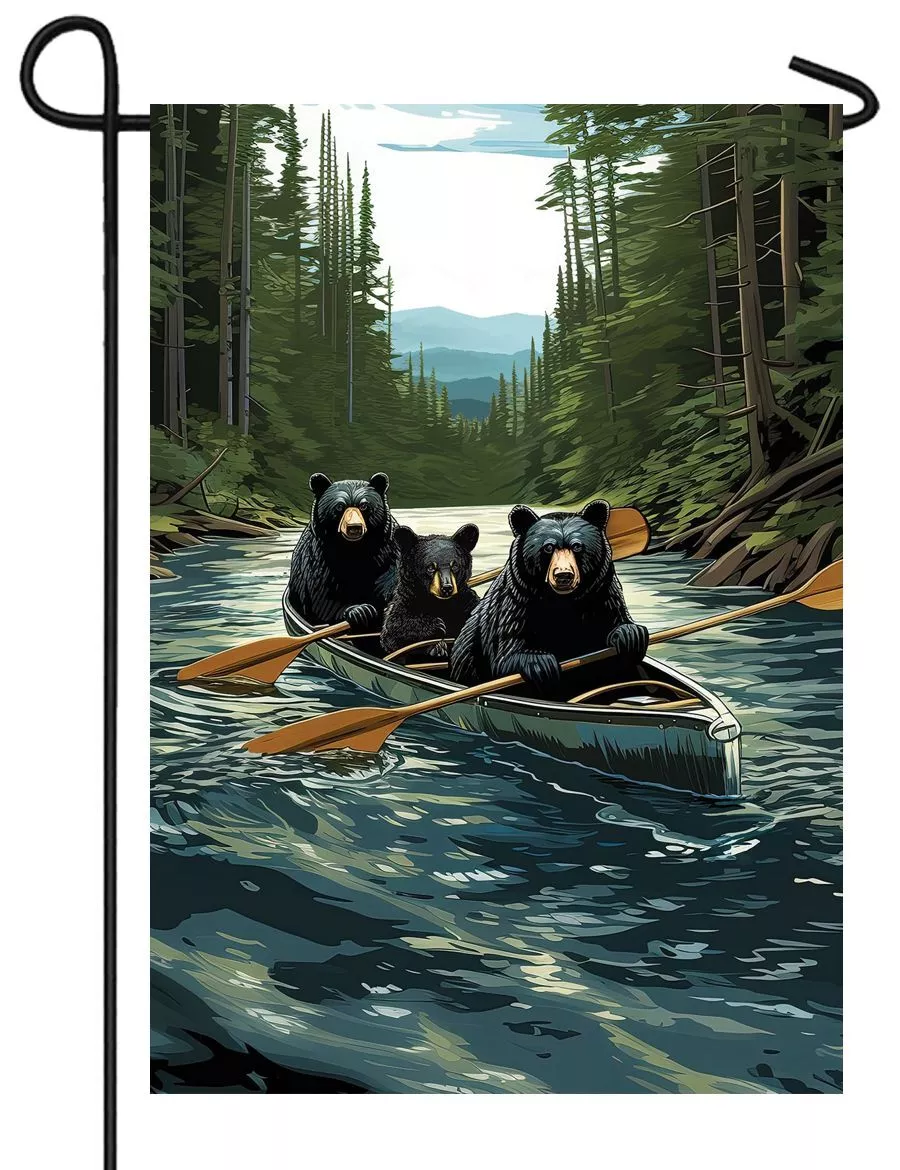 Bear Canoe Garden Flag