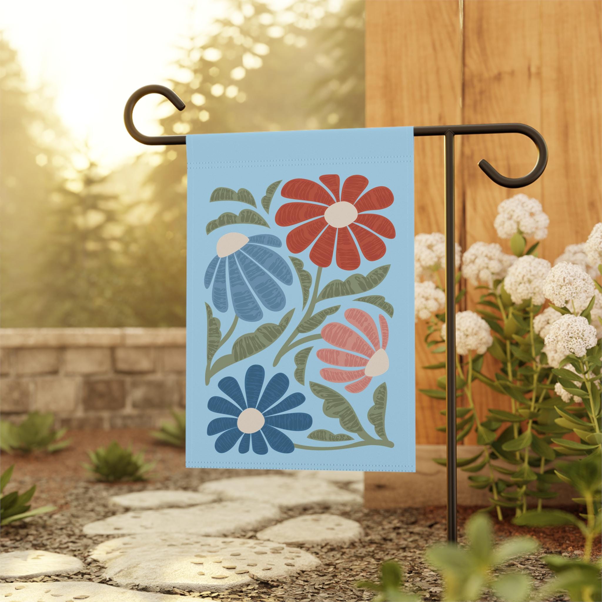 Yard Flag, Trump Sucks Subtle Flower Design In Blue, Outdoor Banner, Garden Sign, Protest Decor, Political Statement Gift, Anti-trump Decor