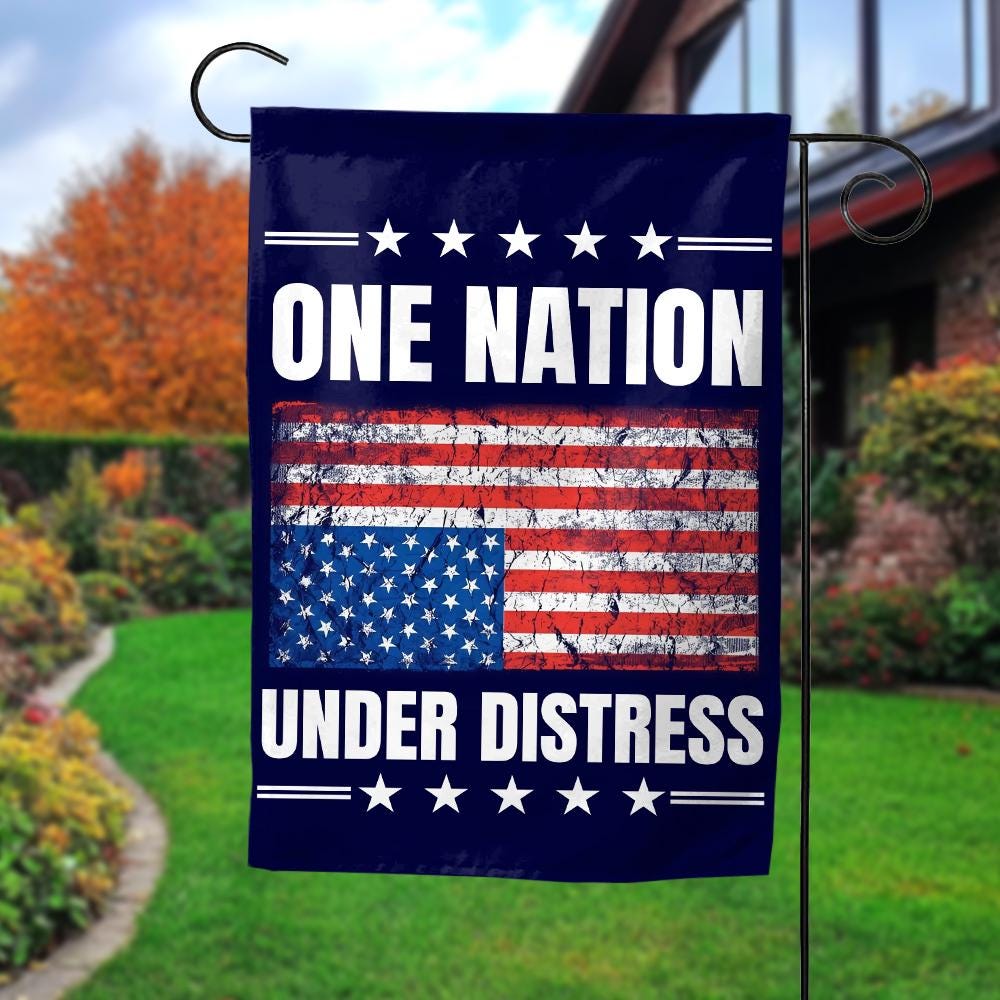 One Nation Under Distress Garden Flag, Upside Down American Flag