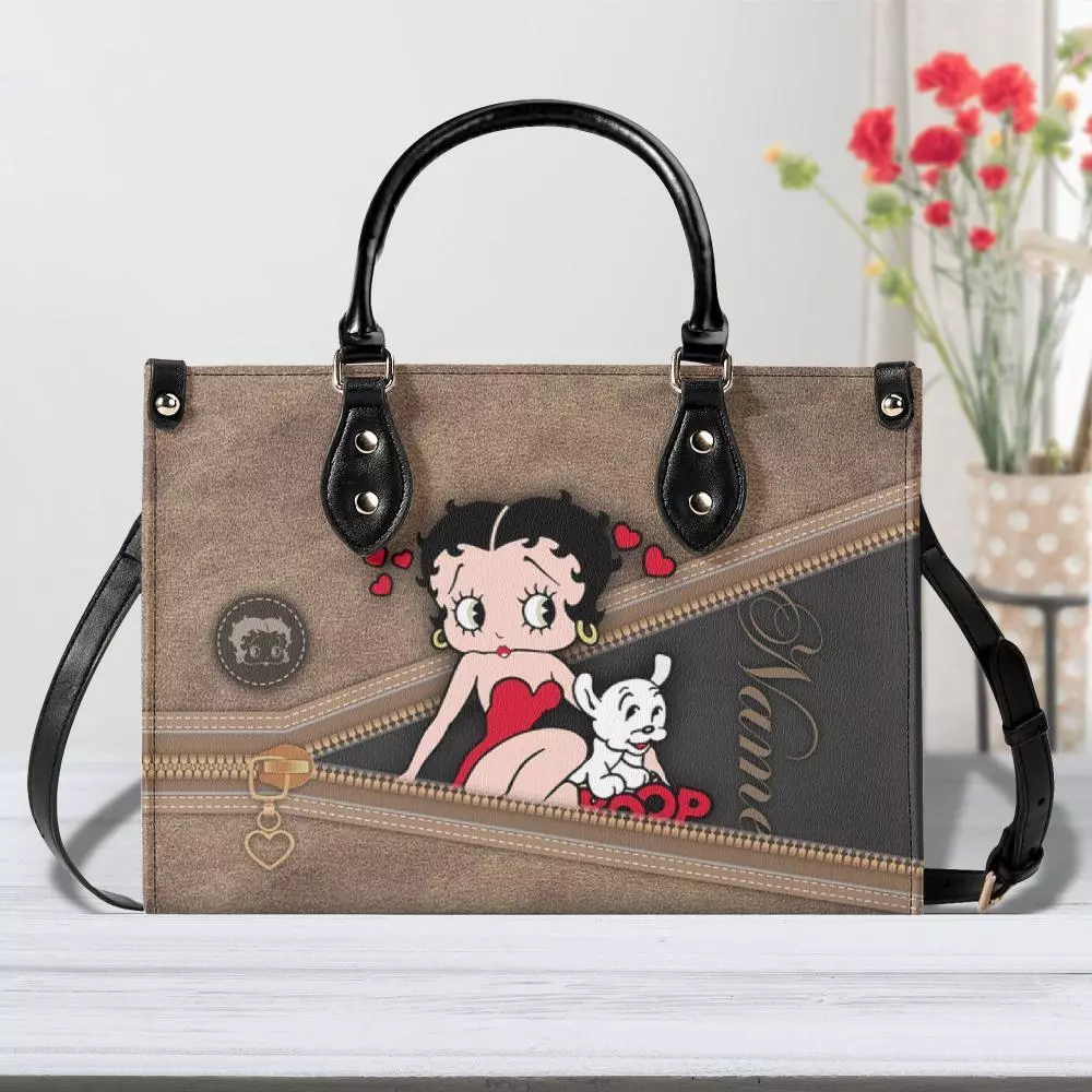 Personalized Betty Boop Leather Handbag, Betty Boop Gift, Woman Leather Handbag