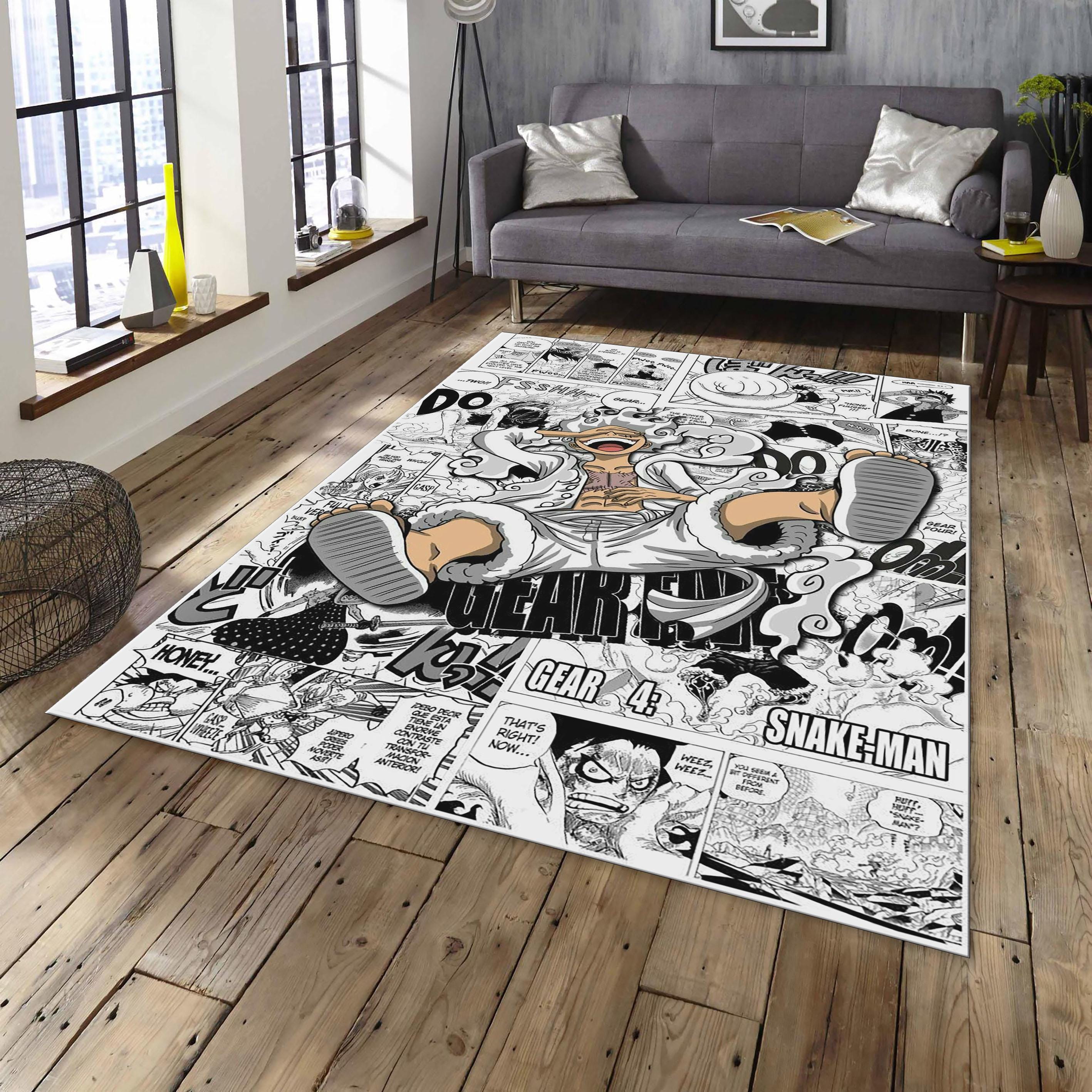 One Piece Manga Design Rug, Mugiwara, Gear 5, Joyboy, Luffy, Gift To Friend, Art Rug, Design Rug, Popular Rug