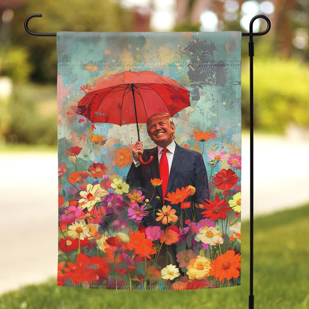 Seasonal Trump Garden Flag - Maga Springtime Rain