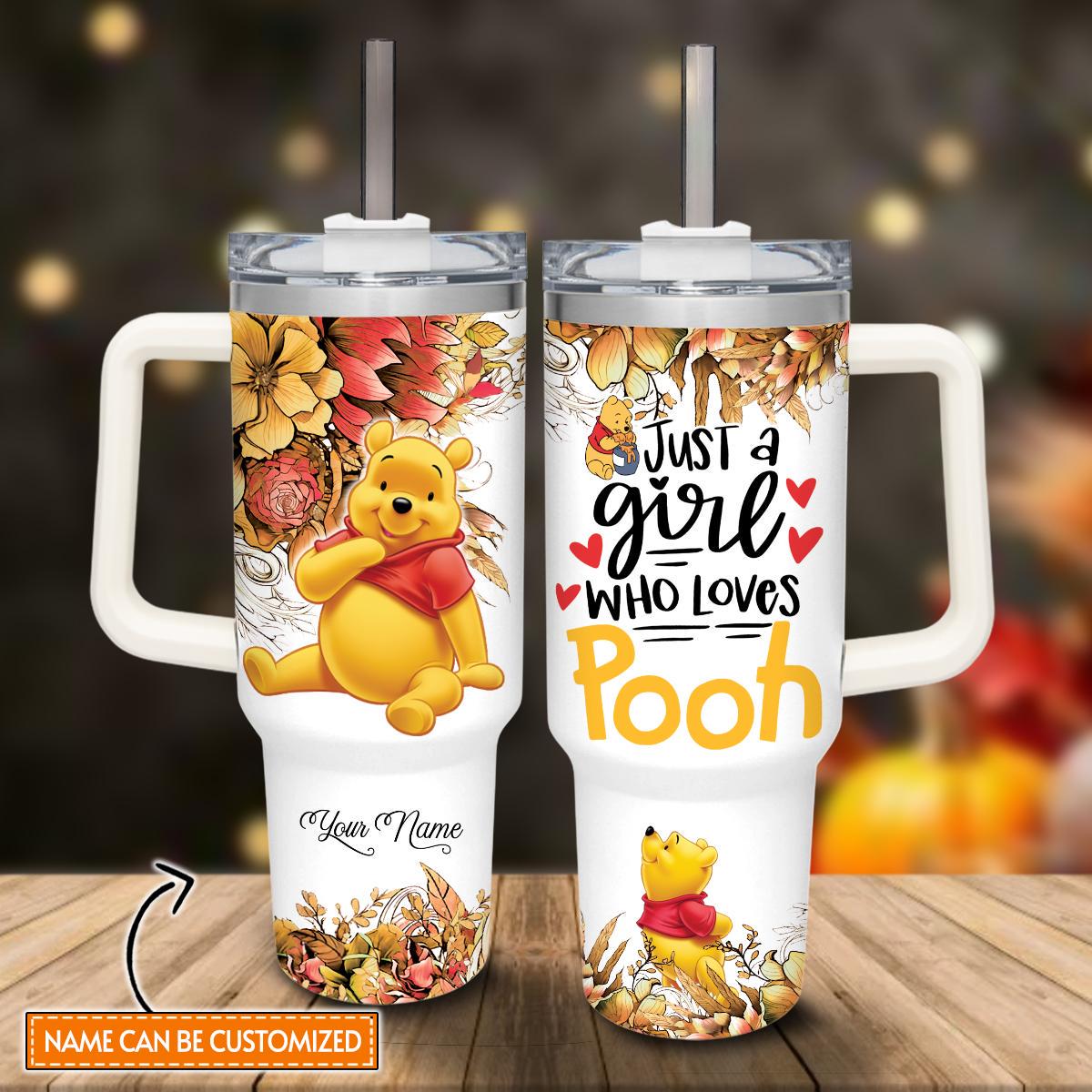 Custom Just A Girl Who Loves Pooh Tumbler 40oz, Disneyyy Winniee The Poohh Coffee Tumbler
