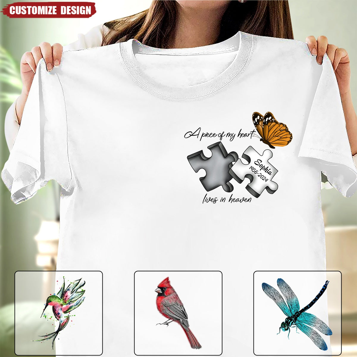 Personalized Memorial T-shirt - A Piece Of My Heart Lives In Heaven