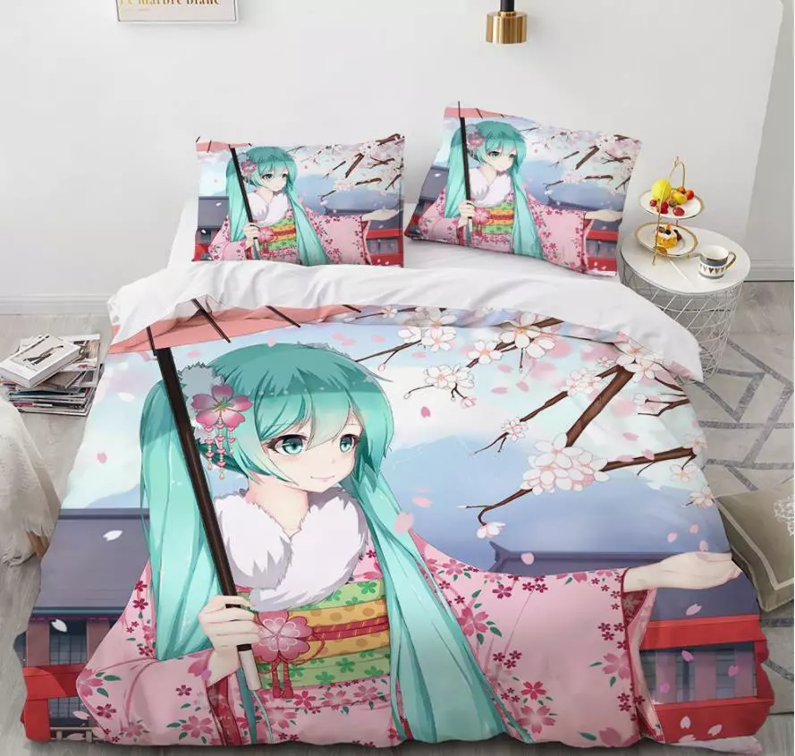 Miku Hatsune Anime  Bedding Bedding Setting Ceiling Cover Bedding