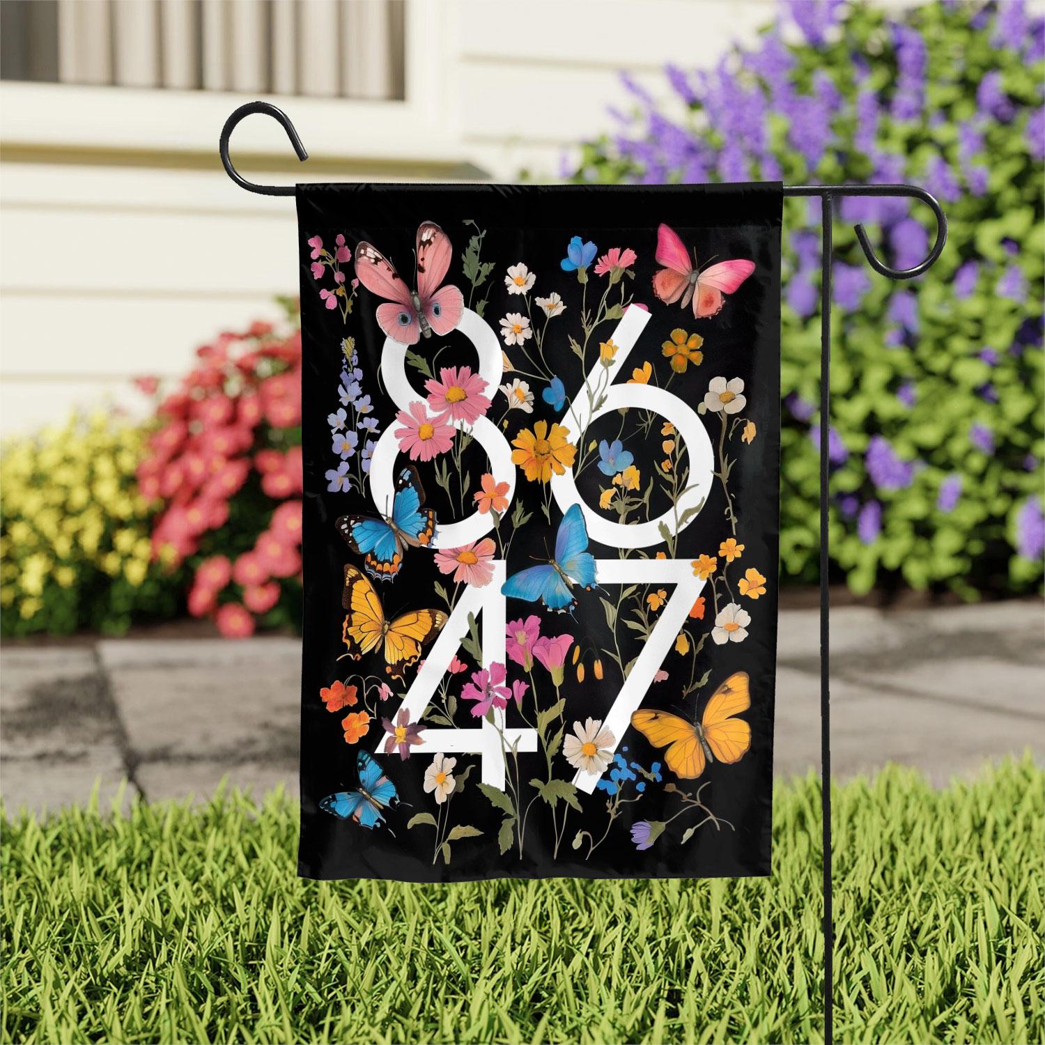 8647 Anti-truump Garden Flag, Floral Fdt Design