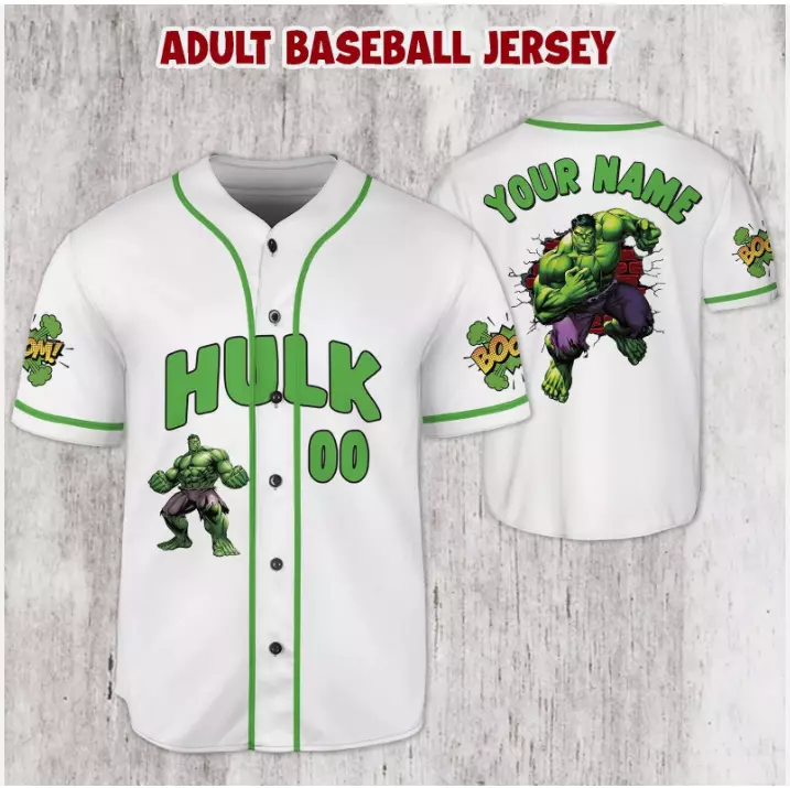 Personalized The Incredible Hulk Superhero Hulk Up Bulk 3d Baseball Jersey Shirt