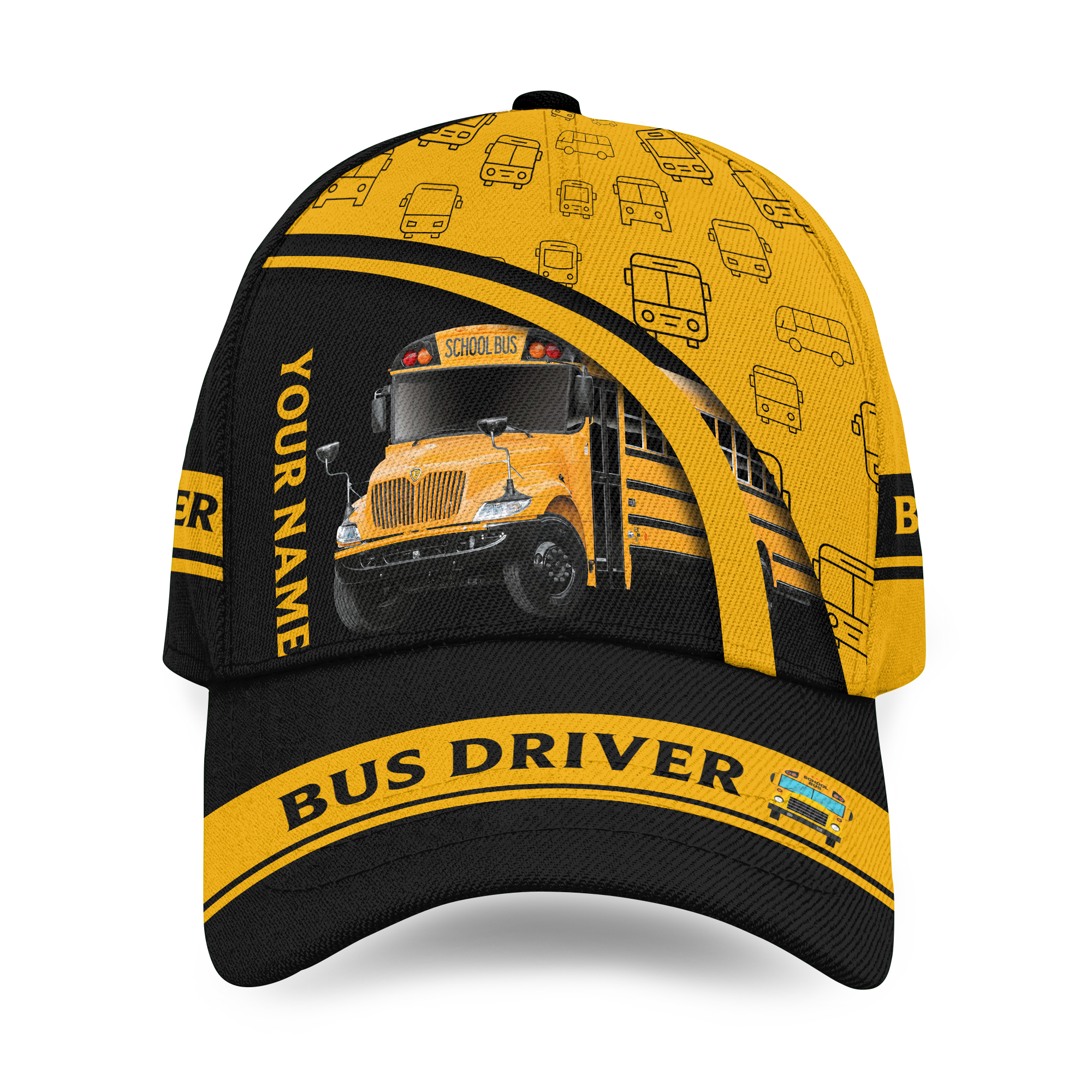 Bus Driver Snapback Hats Custom Word Baseball Hat Print, Cap With Adjustable Snapback