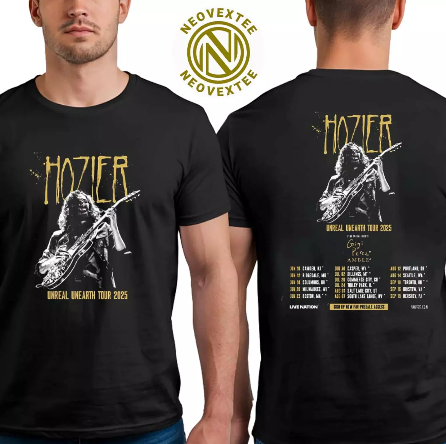 Hozier Unreal Unearth Tour 2025 North America Dates List T-shirt