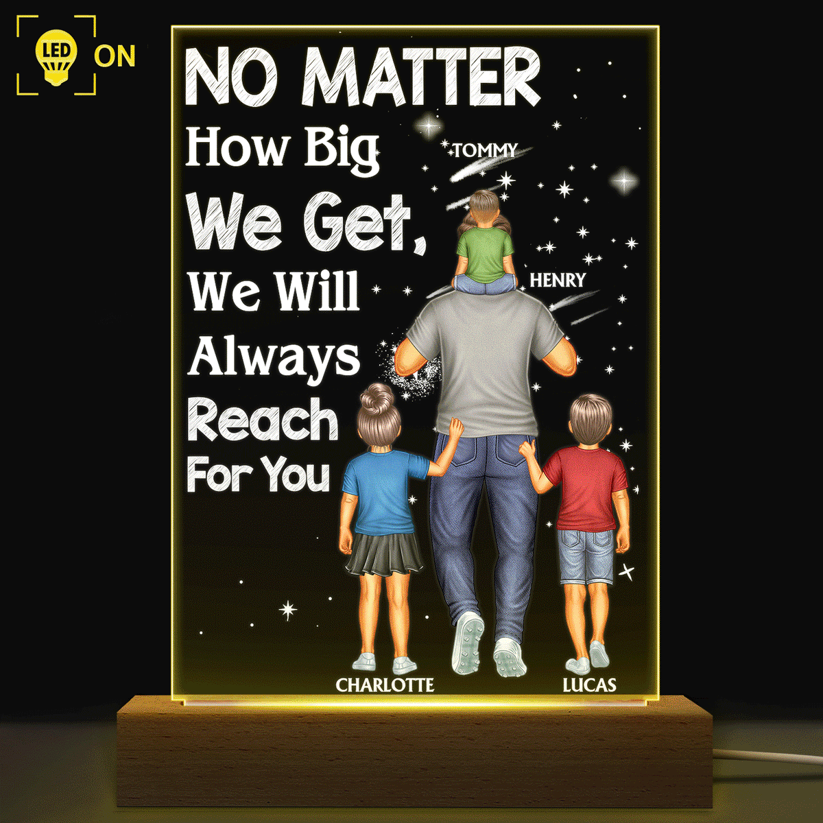 We Will Always Reach For You - Birthday Gift For Dad, Father, Family - Personalized Shaped Plaque Light Base