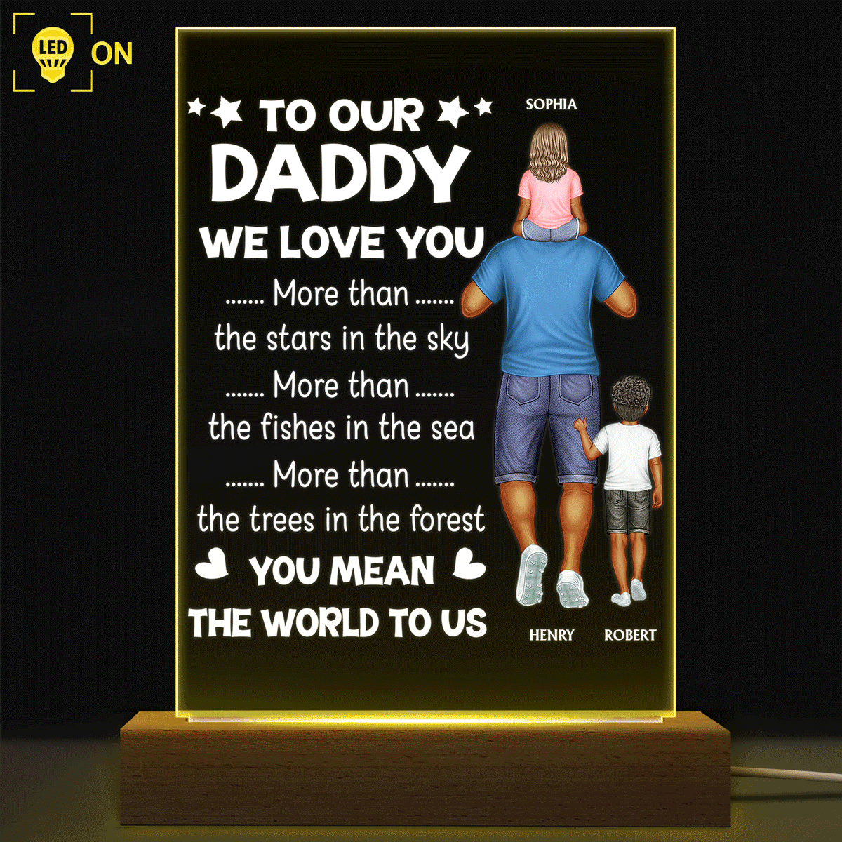 You Mean The World To Me - Birthday Gift For Father, Dad, Grandpa - Personalized Shaped Plaque Light Base