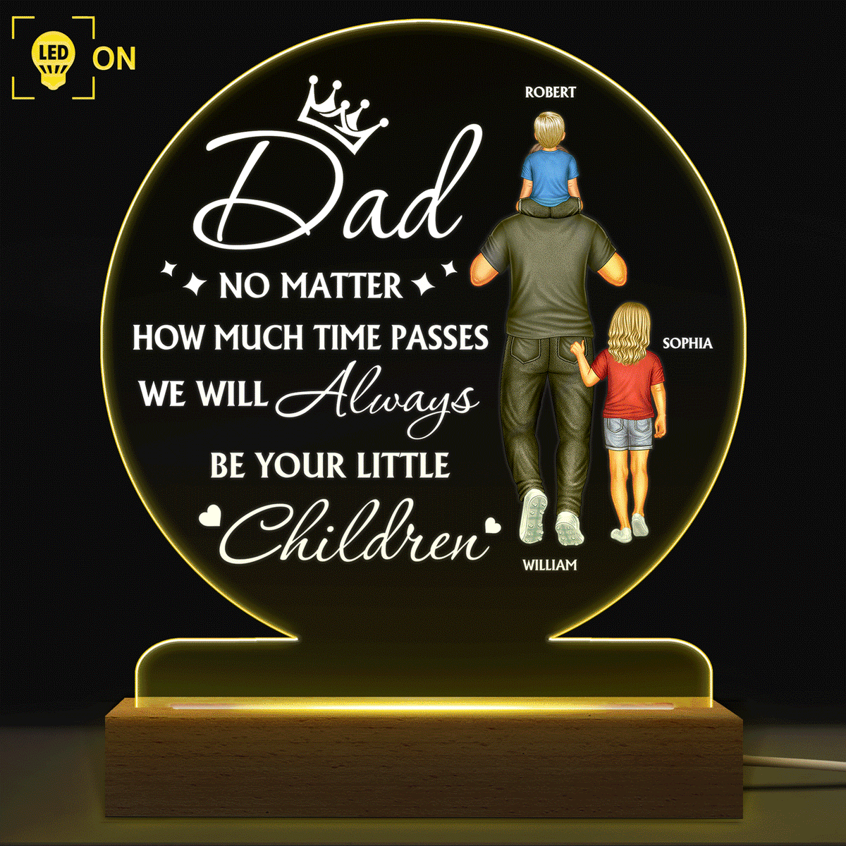 Dad No Matter How Much Time Passes - Birthday Gift For Father - Personalized Shaped Plaque Light Base