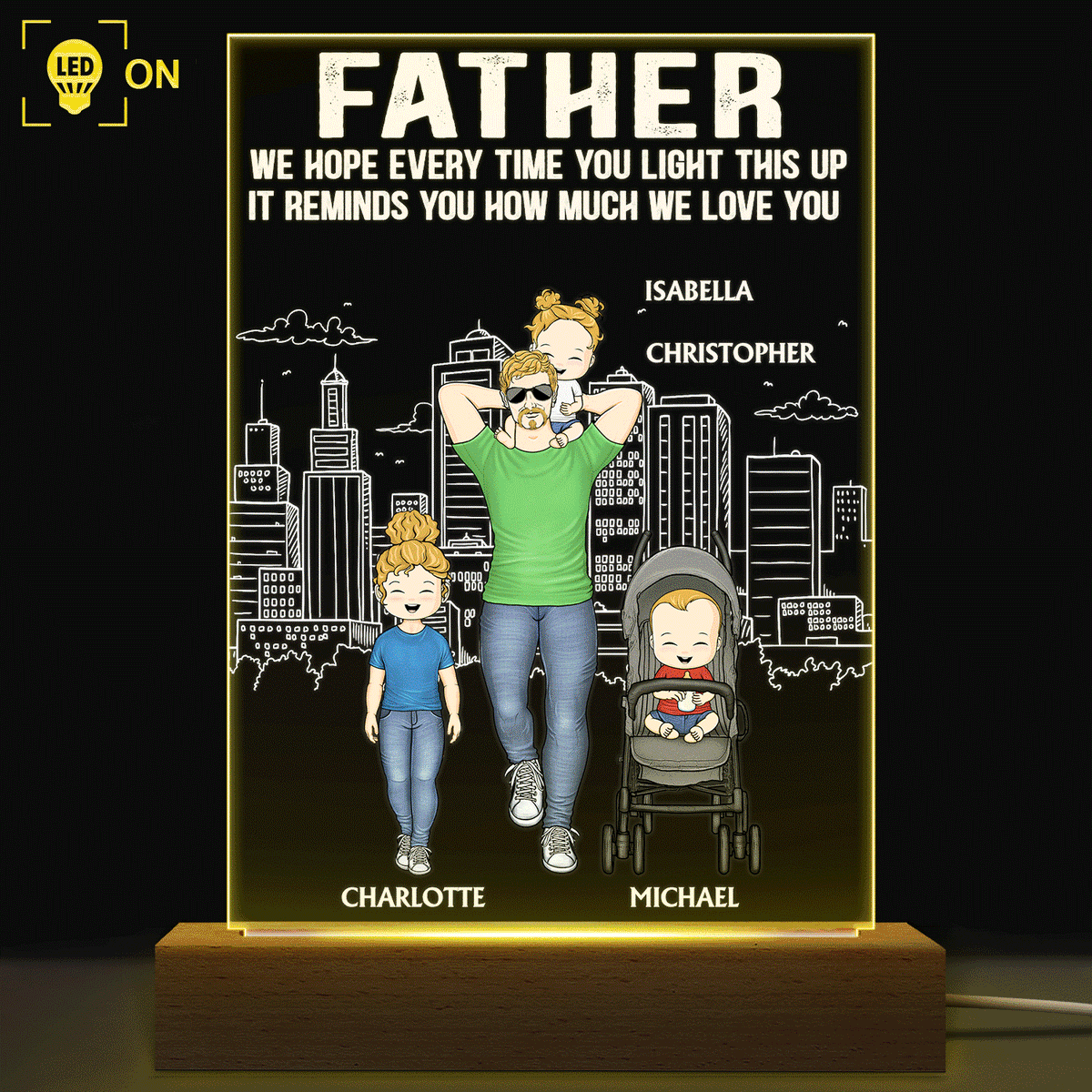 Dad We Hope Every Time You Light This Up - Birthday Gift For Father, Family - Personalized Shaped Plaque Light Base
