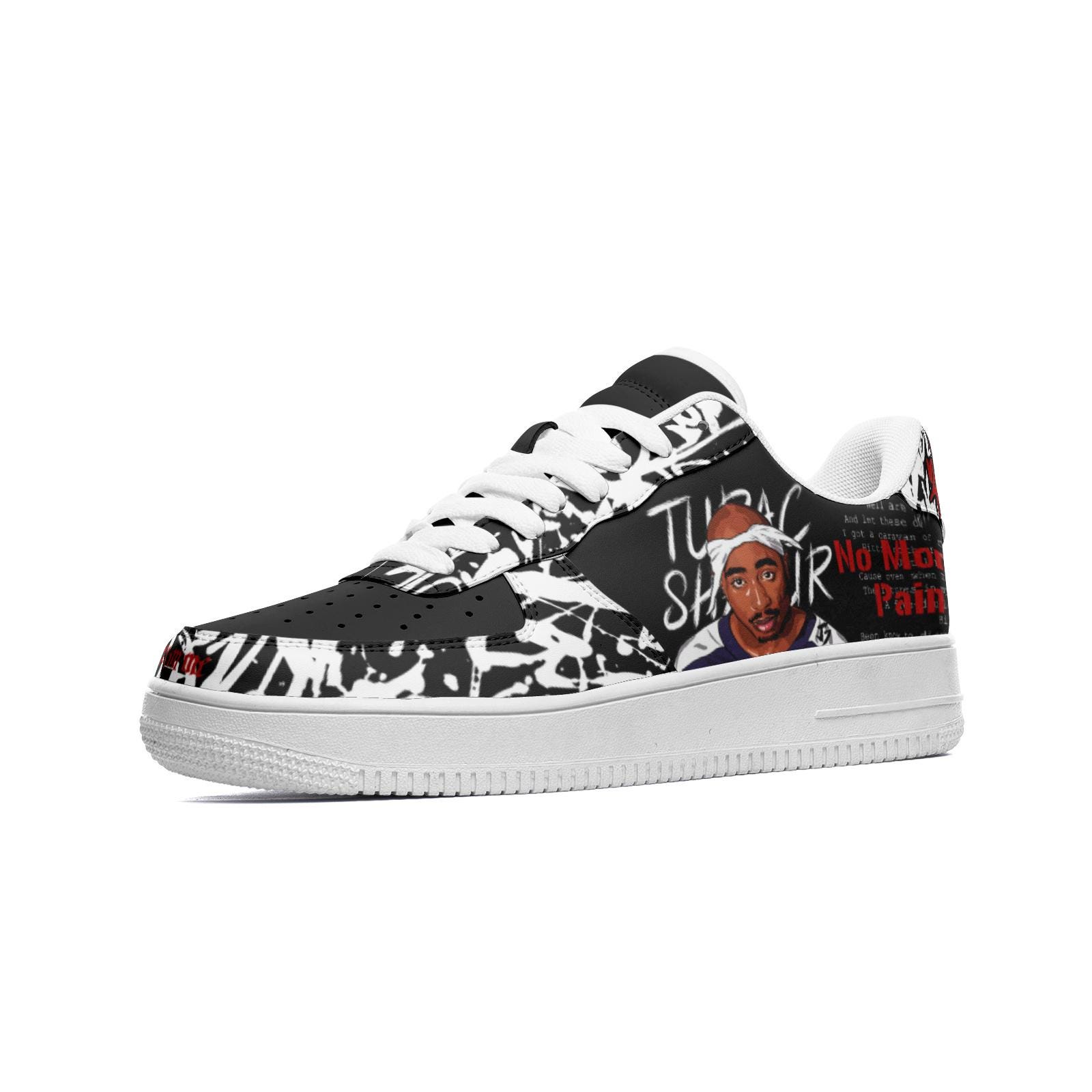 Tupac Leather Low Top Sneakers, Gifts For Fan