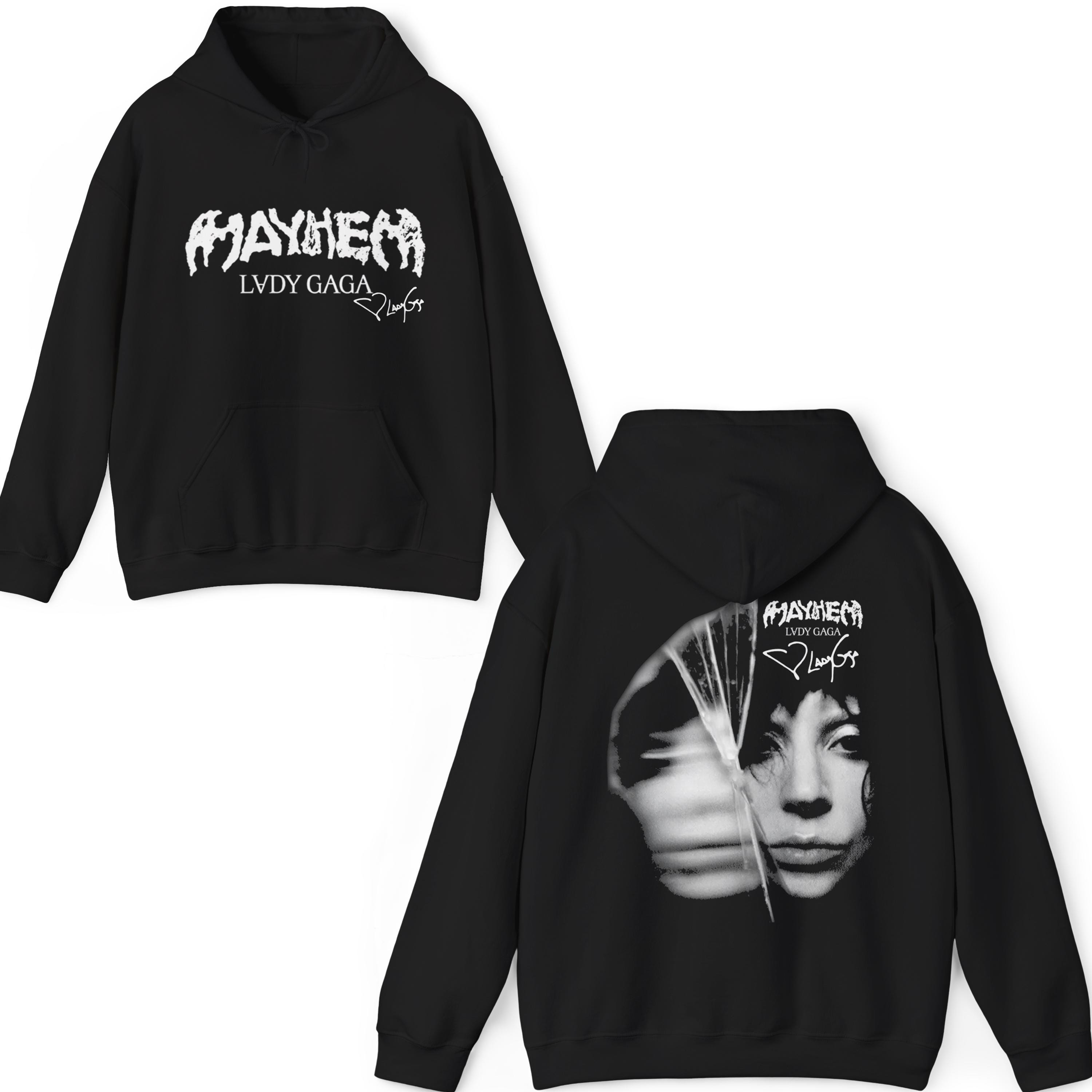 Mayhem Hoodie, Red Font Blurry Face Design, Pop Music Tour, Mayhem Hoodie