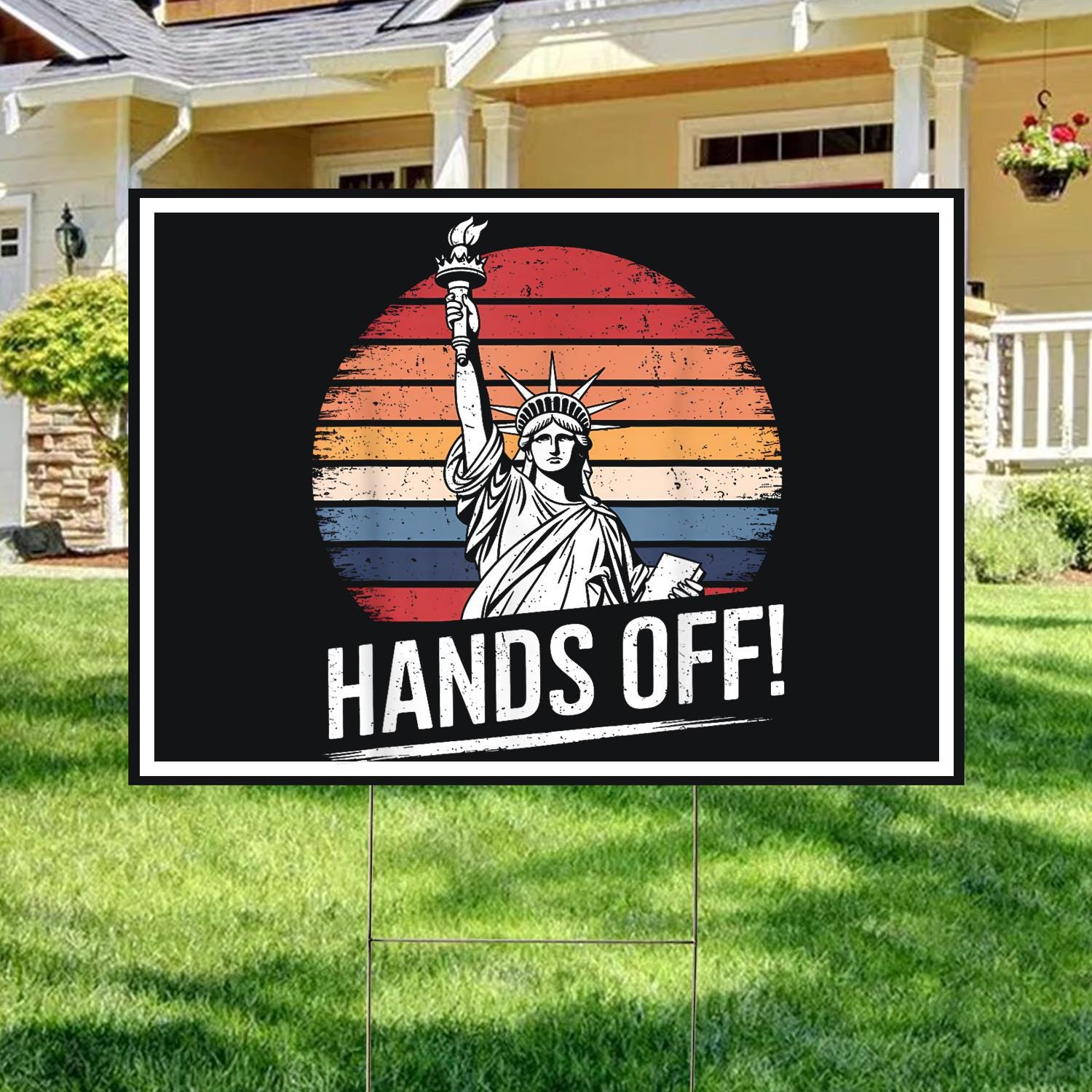 Hands Off Protest Yard Sign, Political Activism Yard Sign