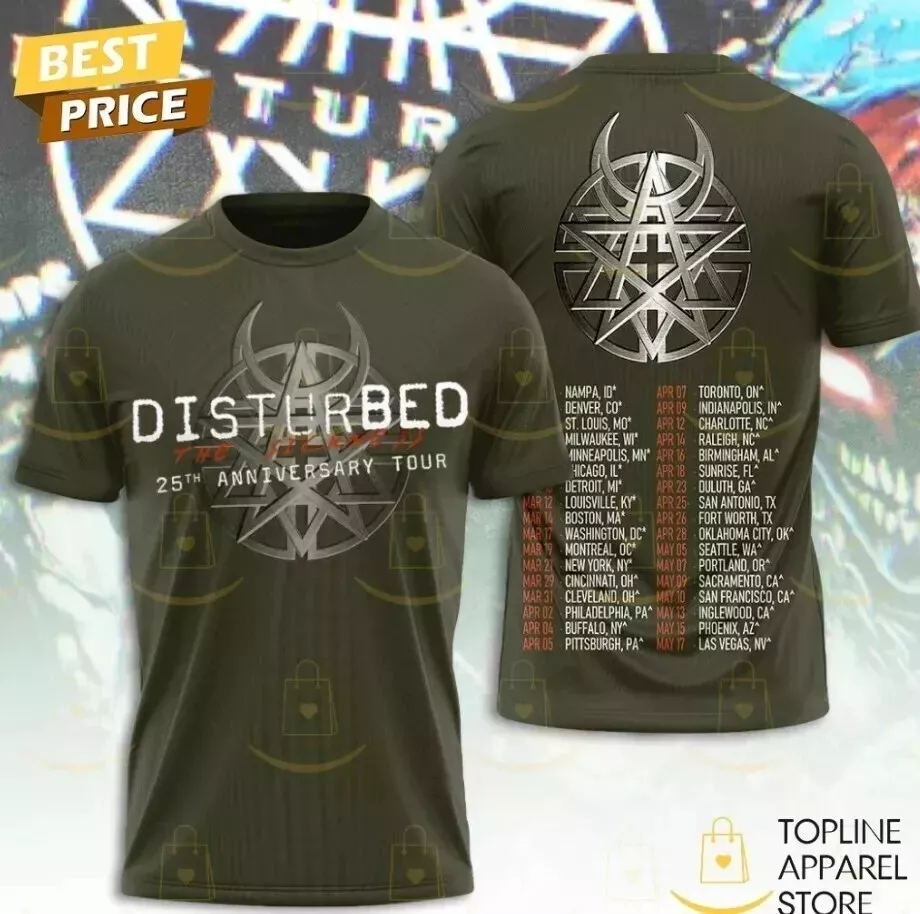 Disturbed The Sickness 25th Anniversary Tour 2025 3d T-shirt
