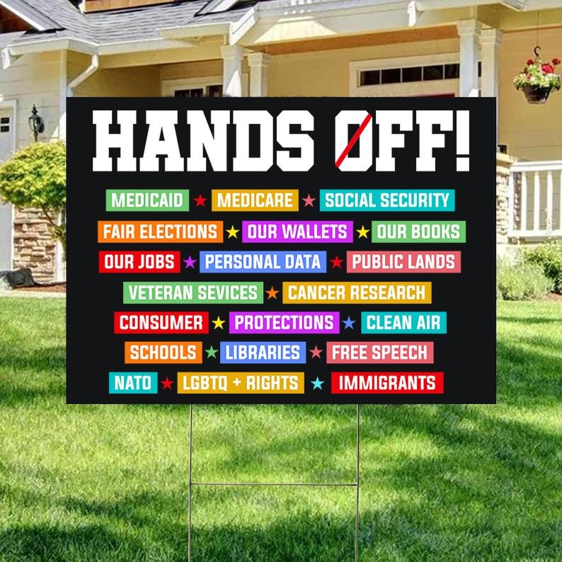 Hands Off Yard Sign, Anti Trump Anti Maga Fdt Doge Democrat Yard Banner, Anti Oligarchy