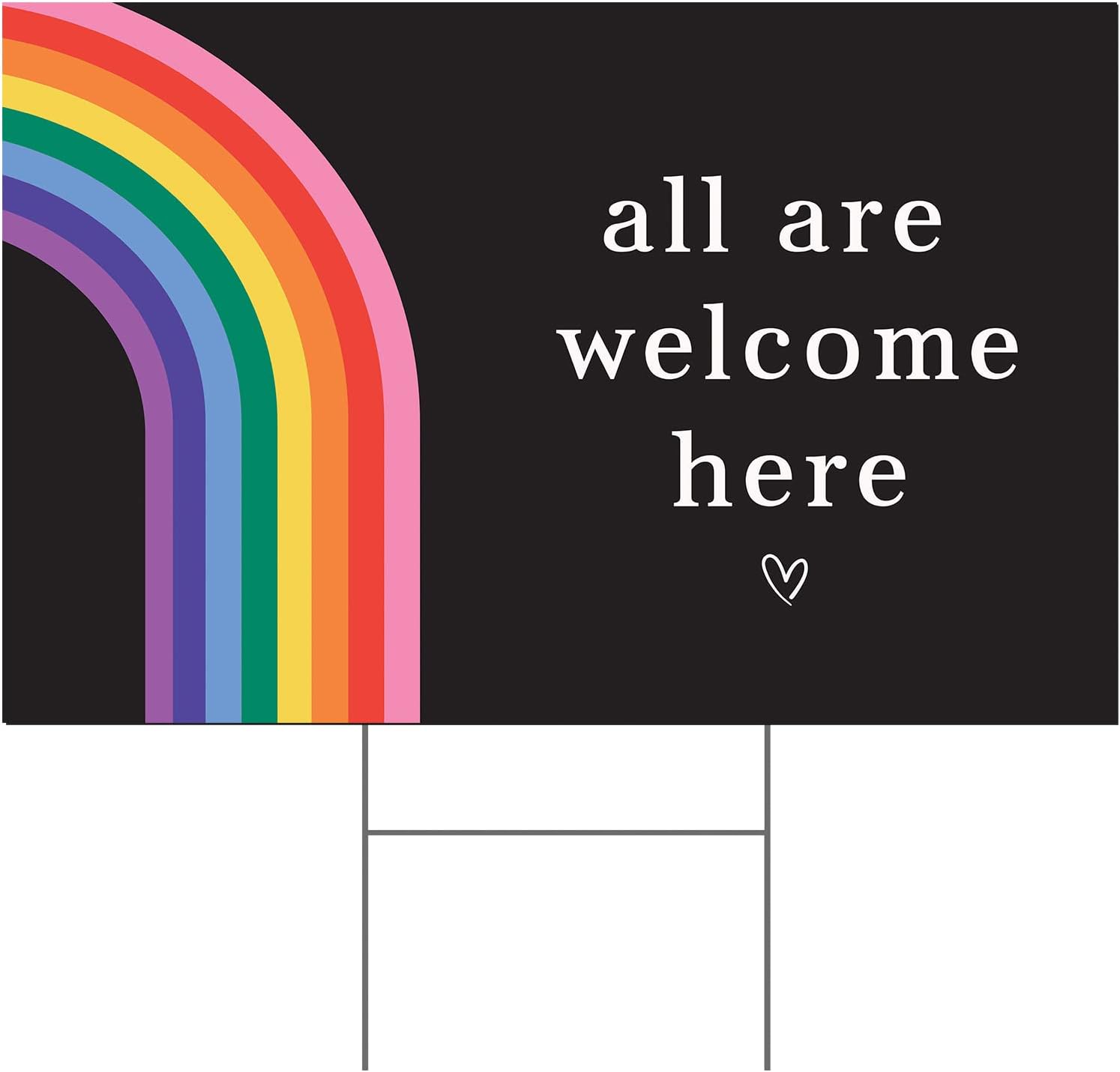 All Are Welcome Here Pride Month Lawn Sign Yard Sign