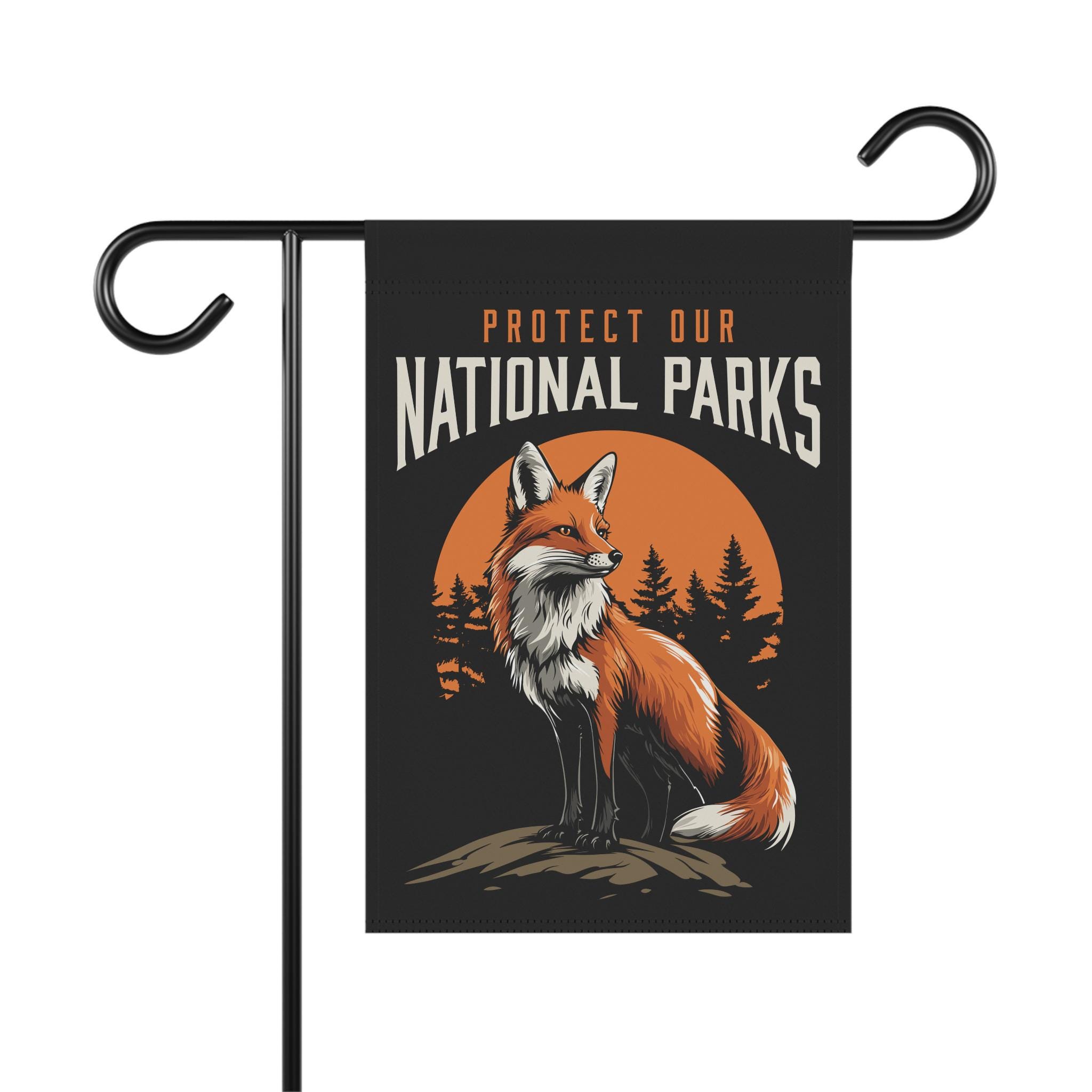 Protect Our National Parks Fox Garden Banner Flag - Protect Wildlife Flag, Eco-friendly Decor, Outdoor Decoration