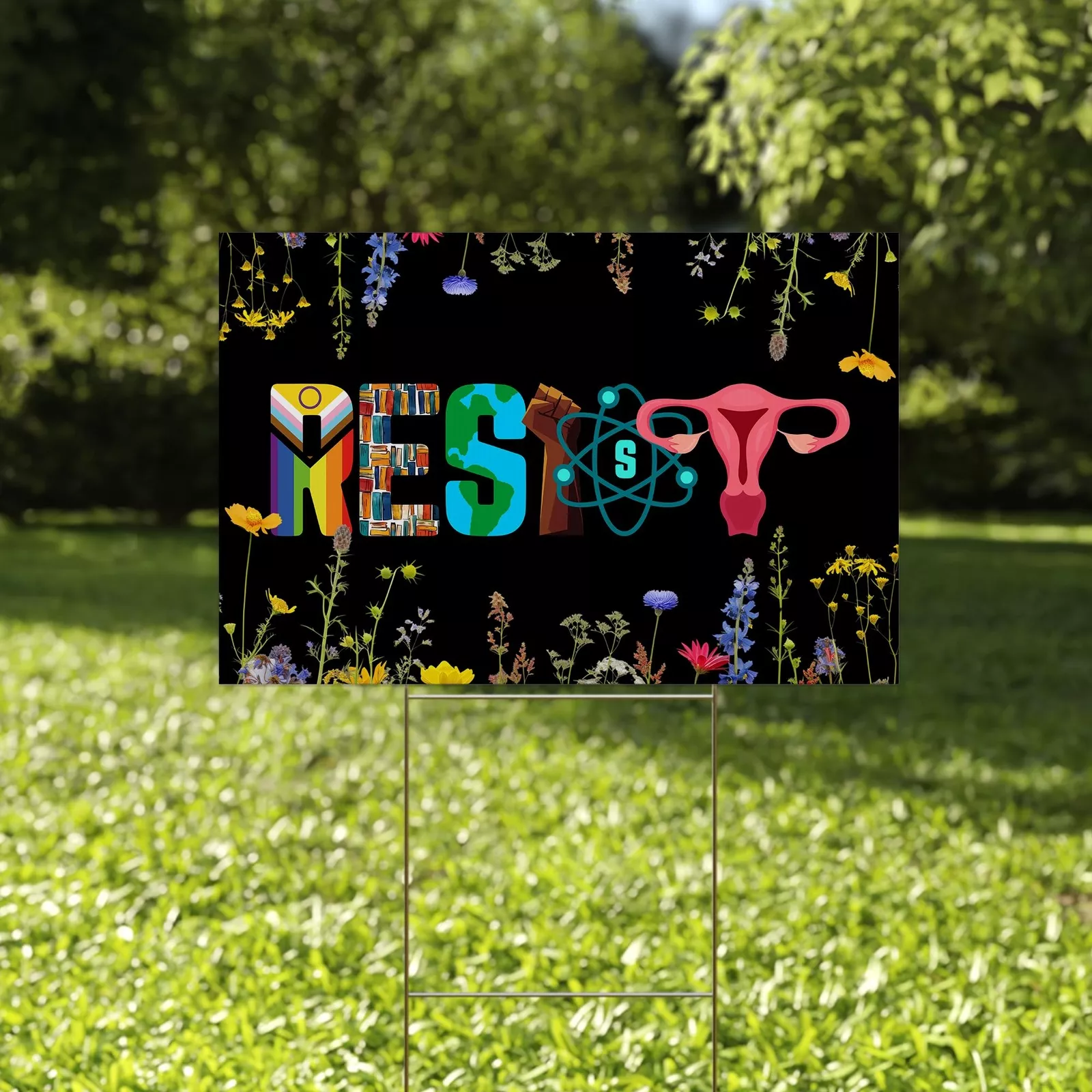 Resist Fascism Anti Trump Hate Has No Home Here Political Floral Yard Sign
