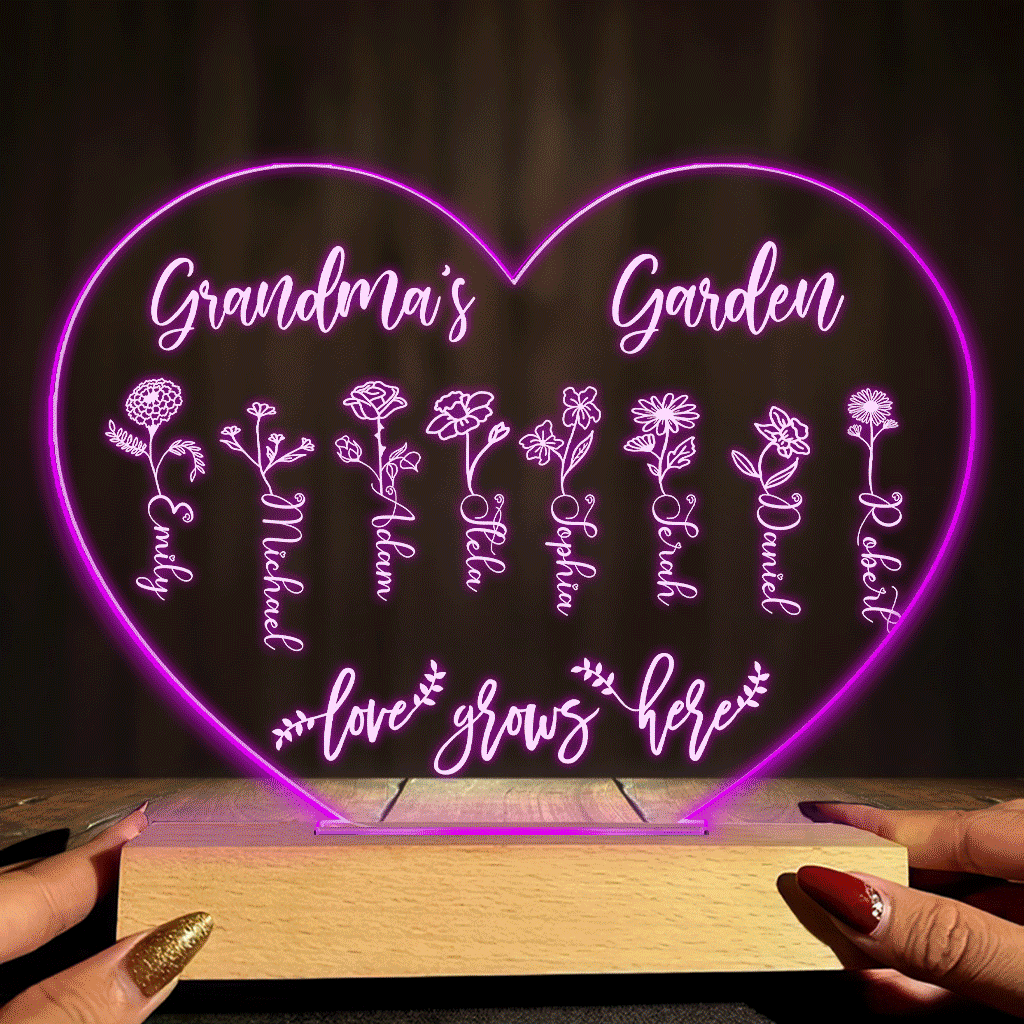 Discover Grandma's Garden - Gift For Mom, Grandma - Personalized Shaped Plaque Light Base