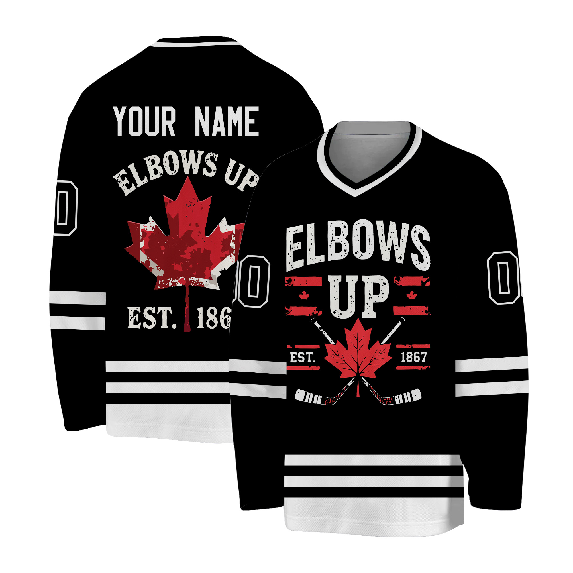 Custom  Elbows Up Canada Hockey Jersey, Personalized Hockey