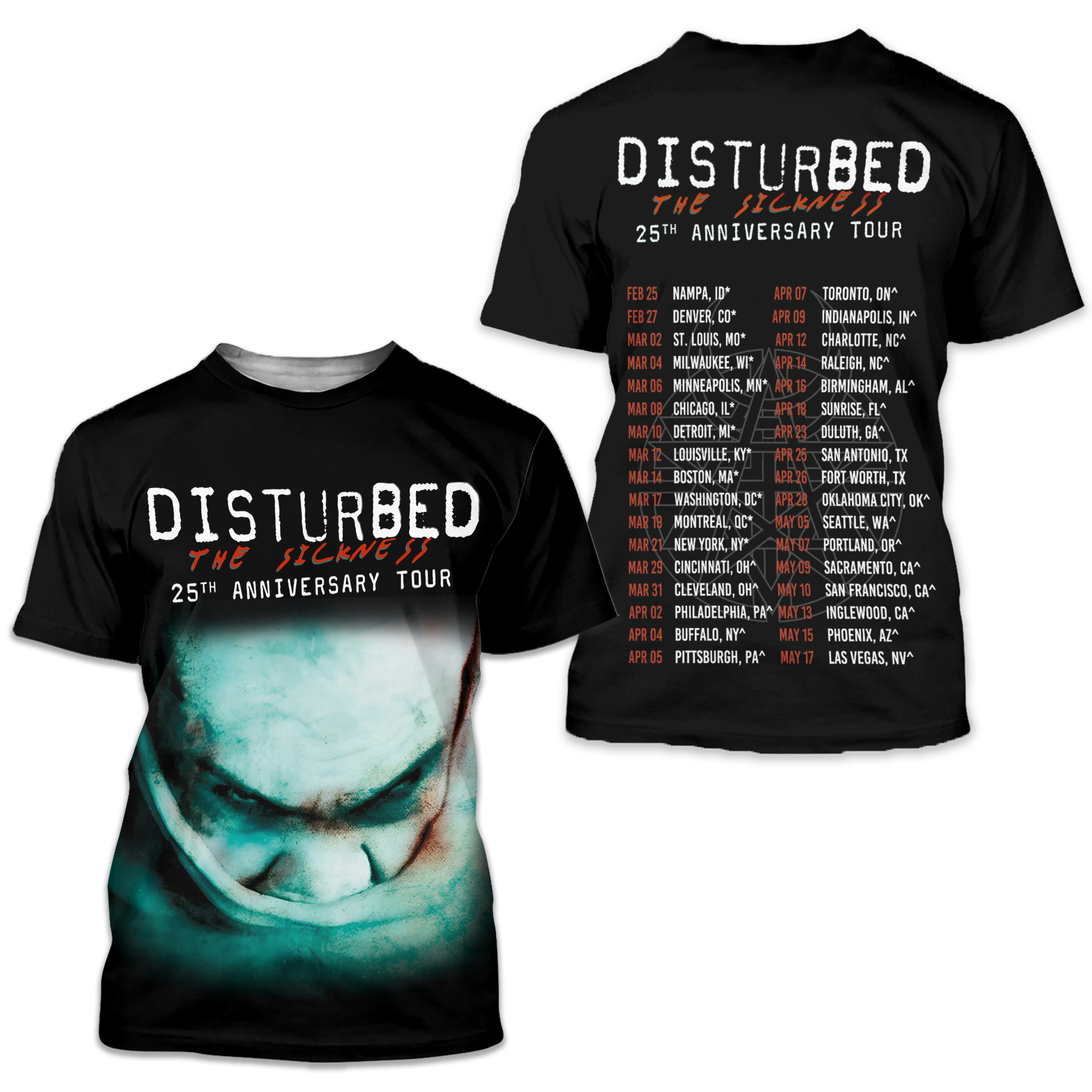 Disturbed 2025 Tour 3d T-shirt, Unisex All Size, Gift For Men And Women