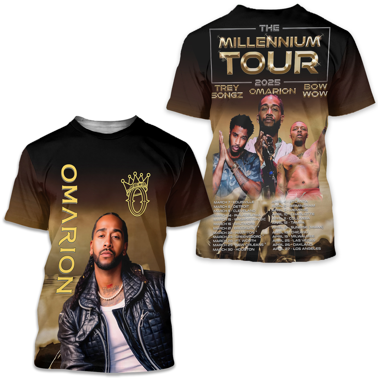 Omarion The Millennium Tour 2025 3d T-shirt