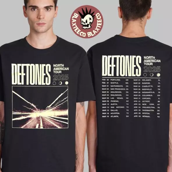 Deftone North American Tour 2025 Merch Two Sided Unisex T-shirt