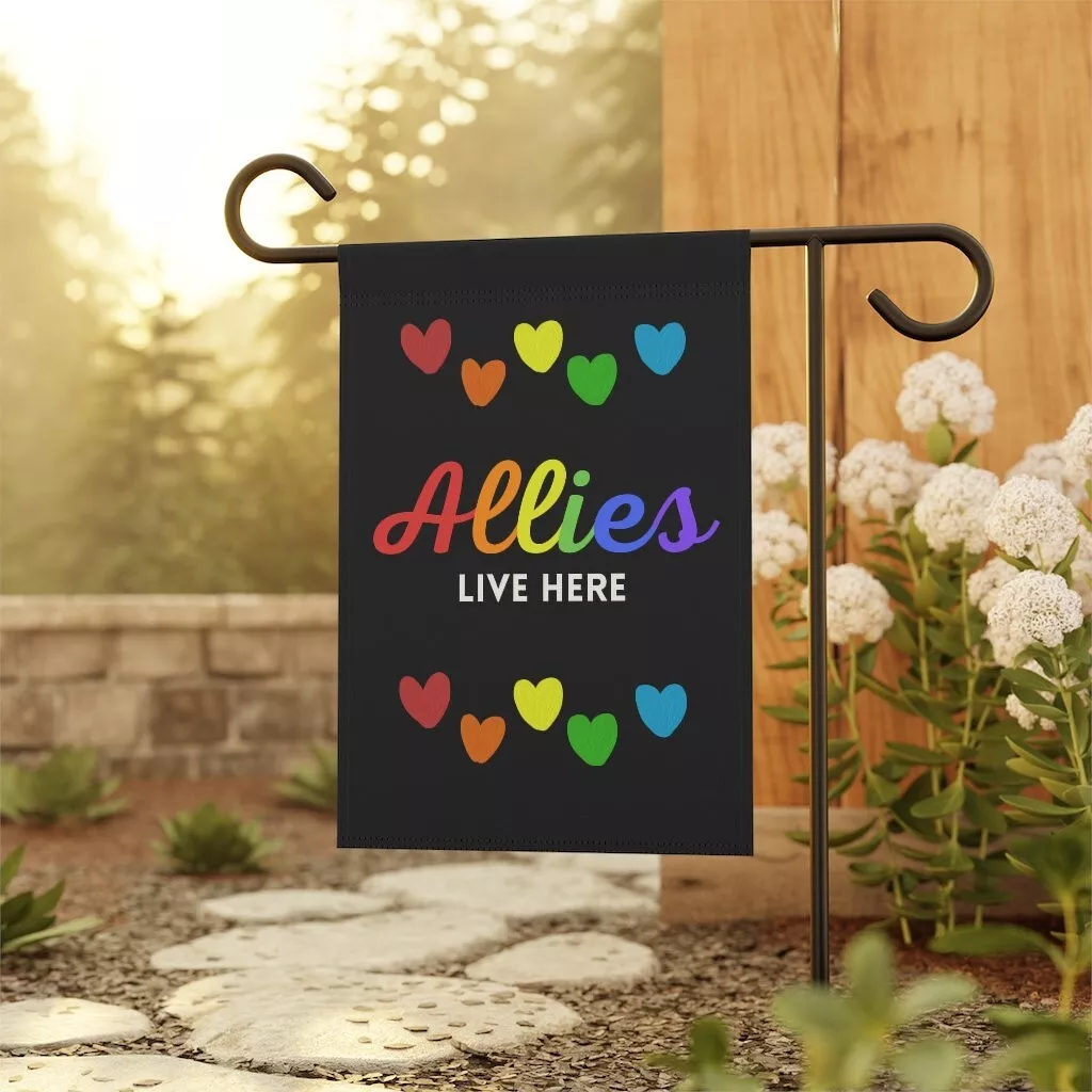 Lgbtq+ Rainbow Ally Garden Flag, Love &amp; Inclusion, Everyone Is Welcome Decor