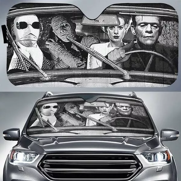 Halloween Monster Horror Movie Car Sunshade  Frankenstein Horror Halloween Movie