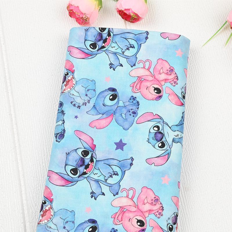 Stitchh And Angel Fabric Blue Koala Fabric Cartoon Anime Cotton Fabric By The Half Yard