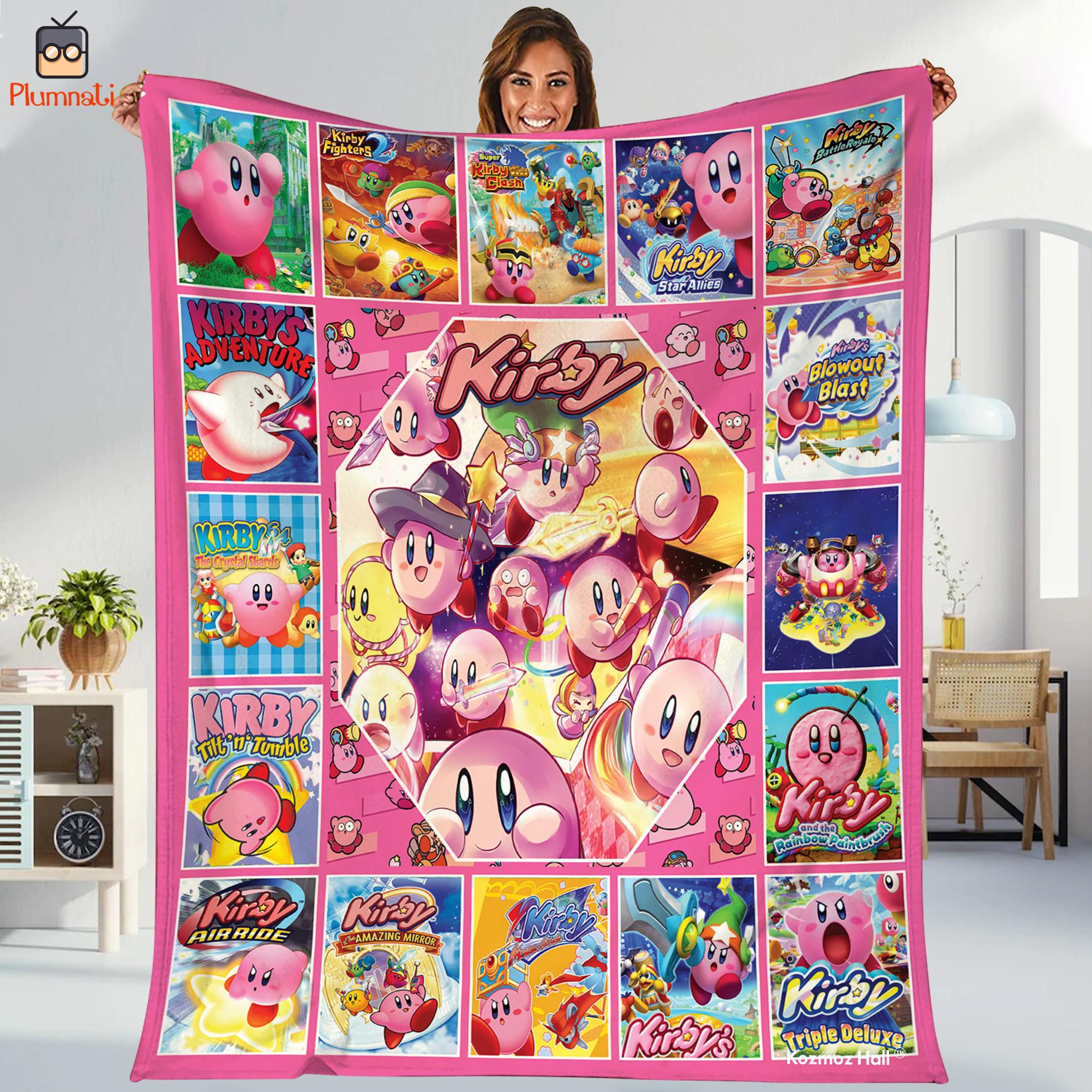 Kirby Blanket, Pink Kirby Fleece Blanket, Kirby Birthday