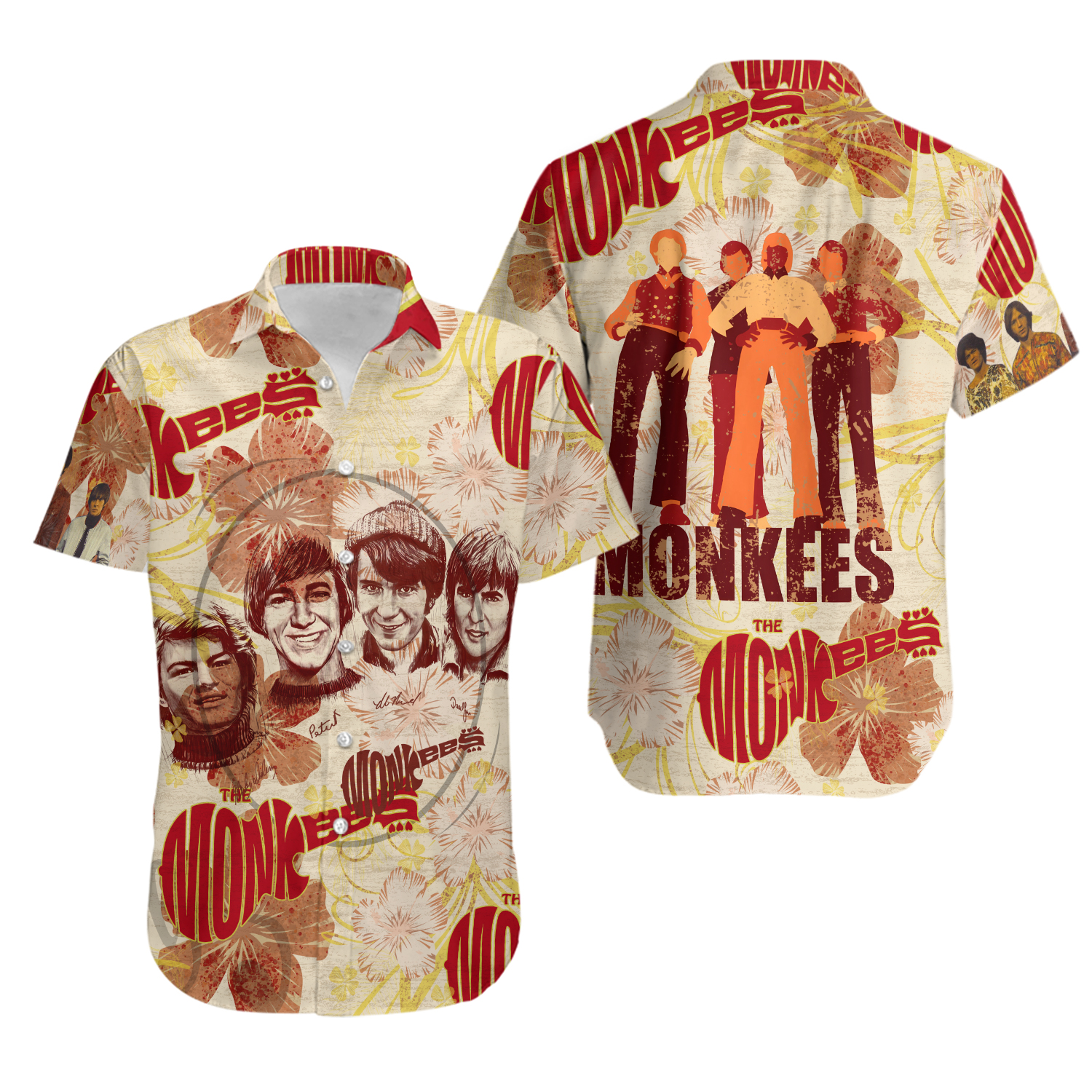 The Monkees Band Hawaiian Shirts, Beach Short Size Good New New Shirt