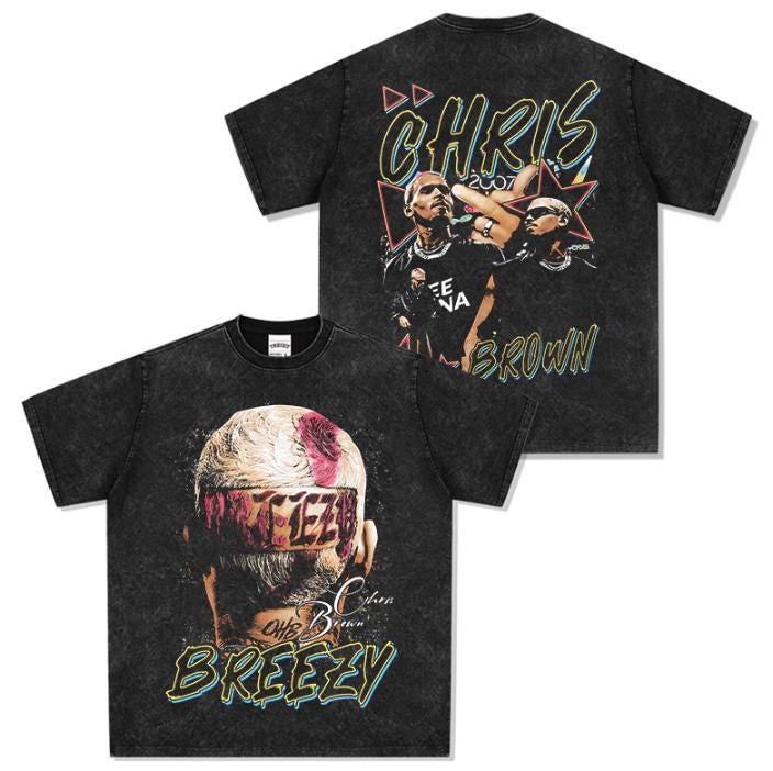 Chris Brown Vintage Wash Tshirt Rap Tee | 90s Hip Hop Shirt