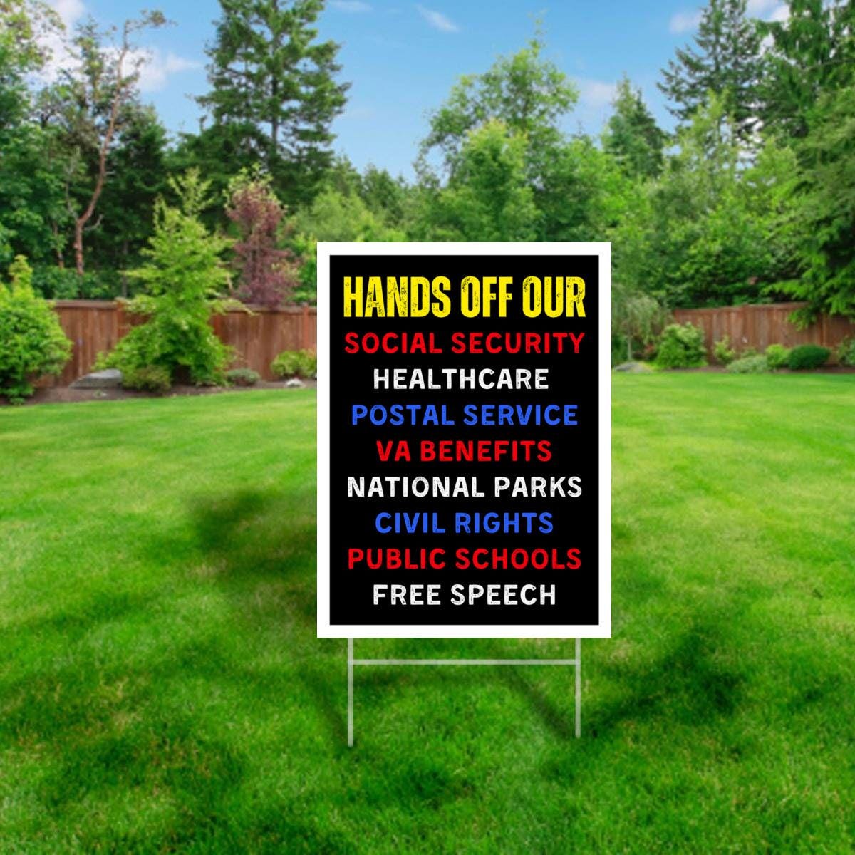 Hands Off Our Social Programs Yard Sign