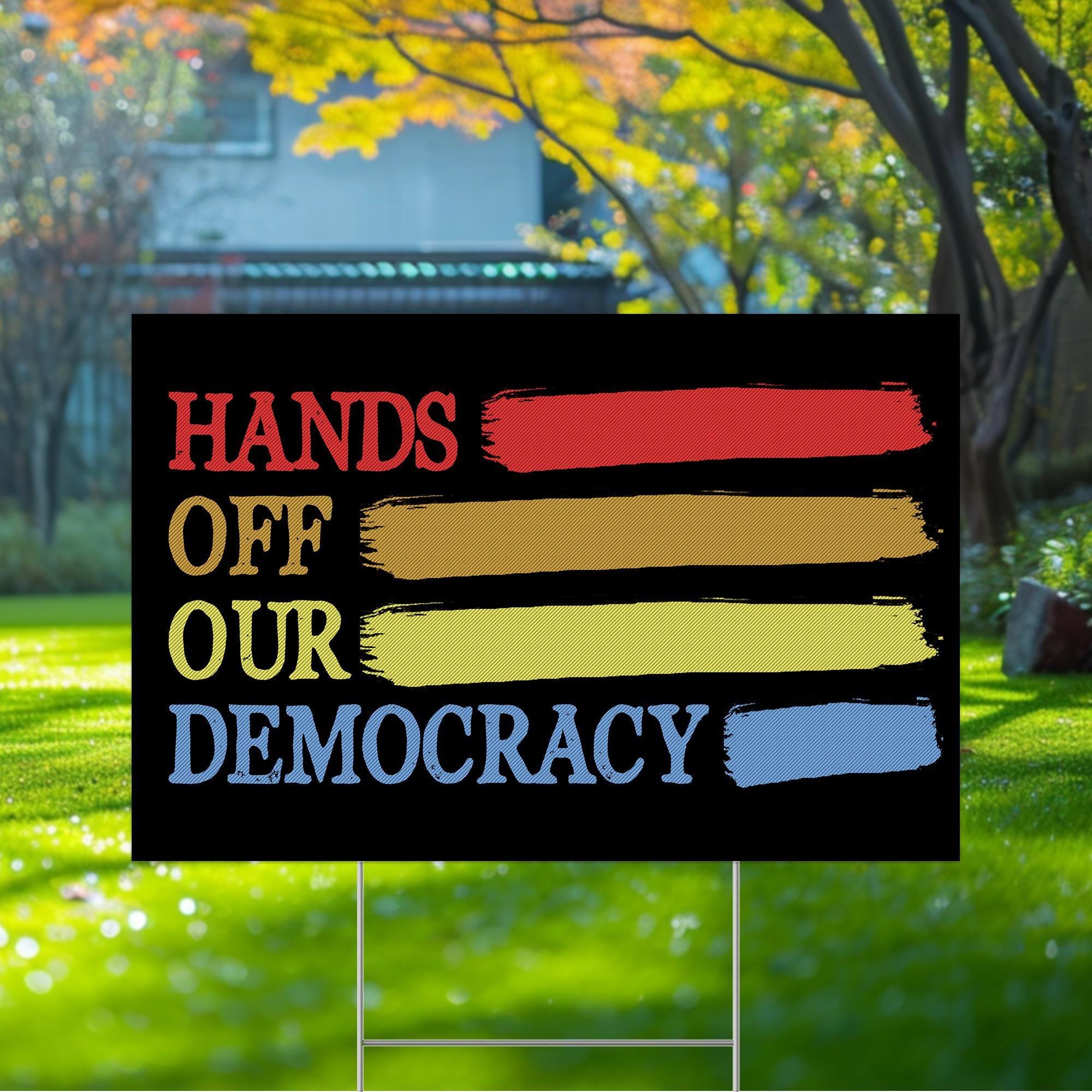 Hands Off 2025 Protest Statue Of Liberty Yard Sign, Anti Maga Oligarchy Sign