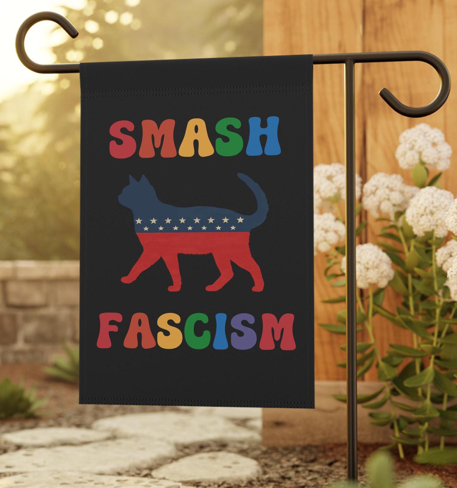 Smash Fascism Garden Flag Childless Cat Lady Signs