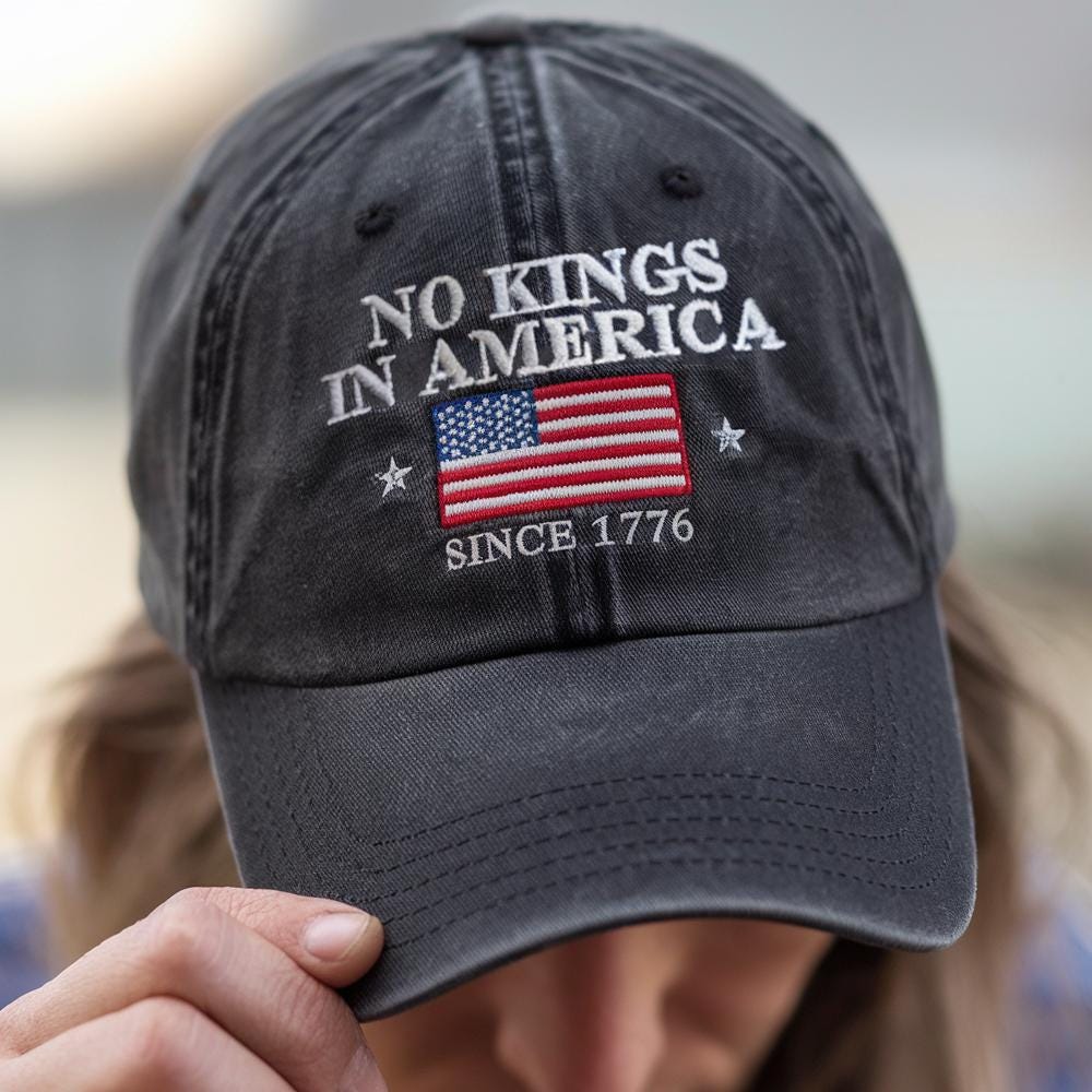 No Kings In America Embroidered Hat, Hat Gift For Anti Maga