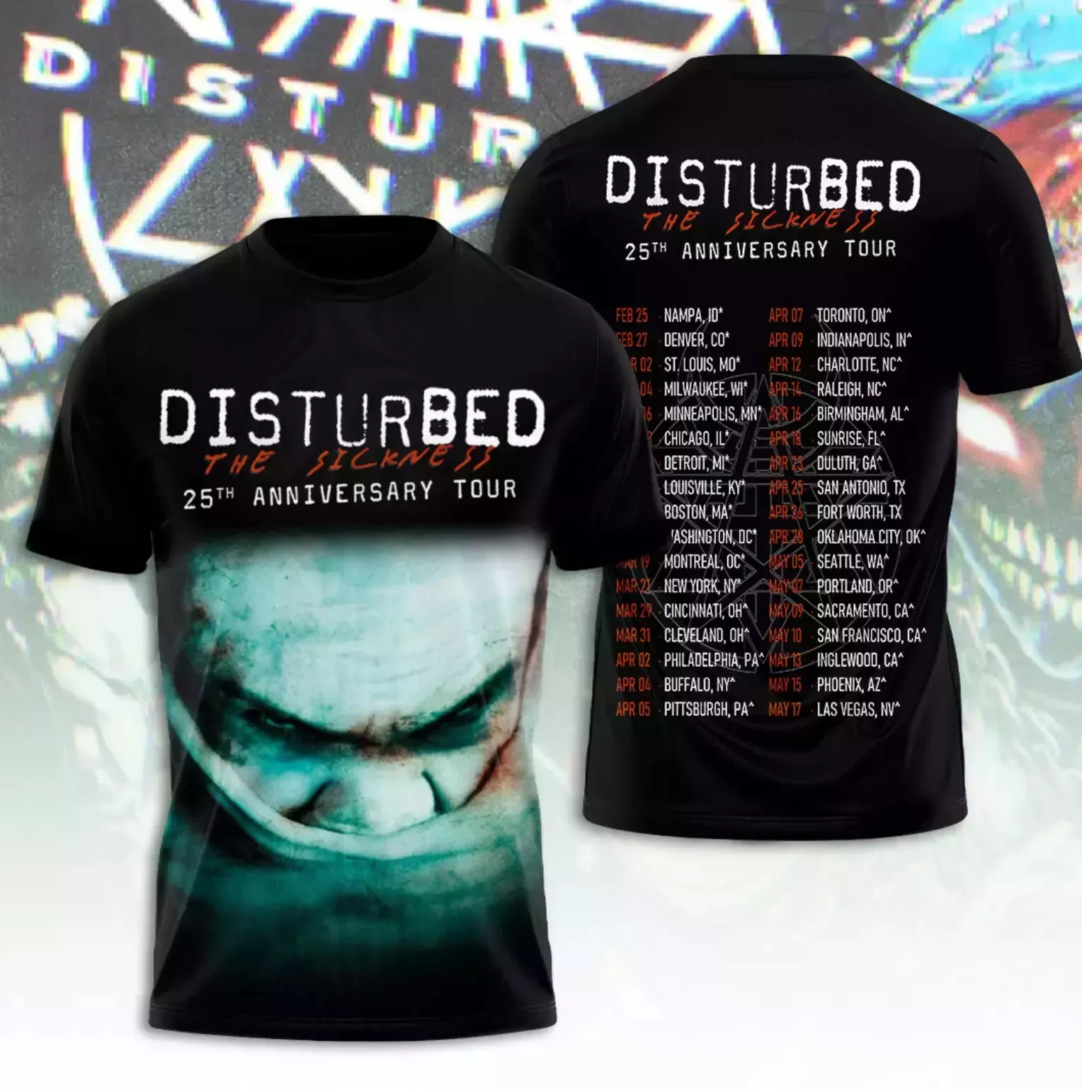 Disturbed 2025 Tour 3d T Shirt