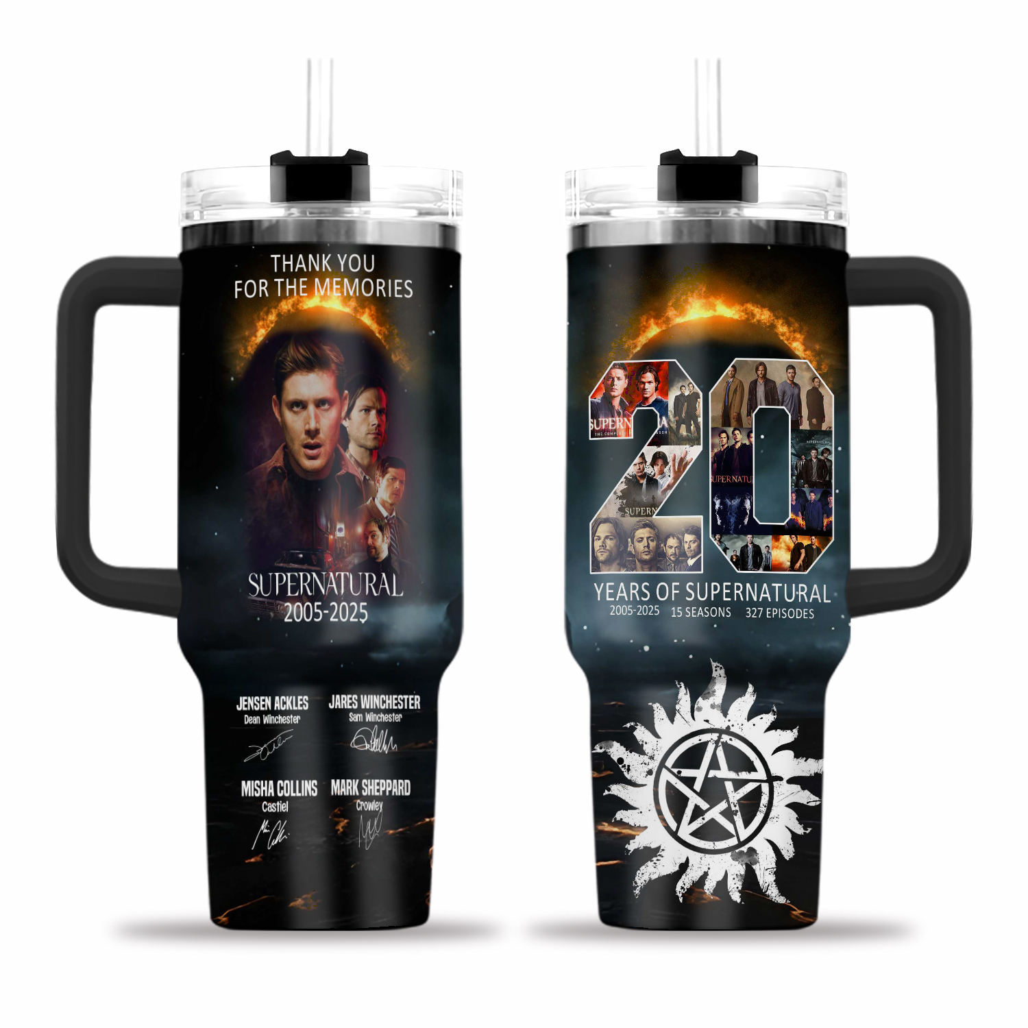 Supernatural 2025 Signatures 40oz Tumbler, Winchester Brother Tumbler, Sam Winchester Tumbler, Dean Winchester Tumbler, Tv Series Fan