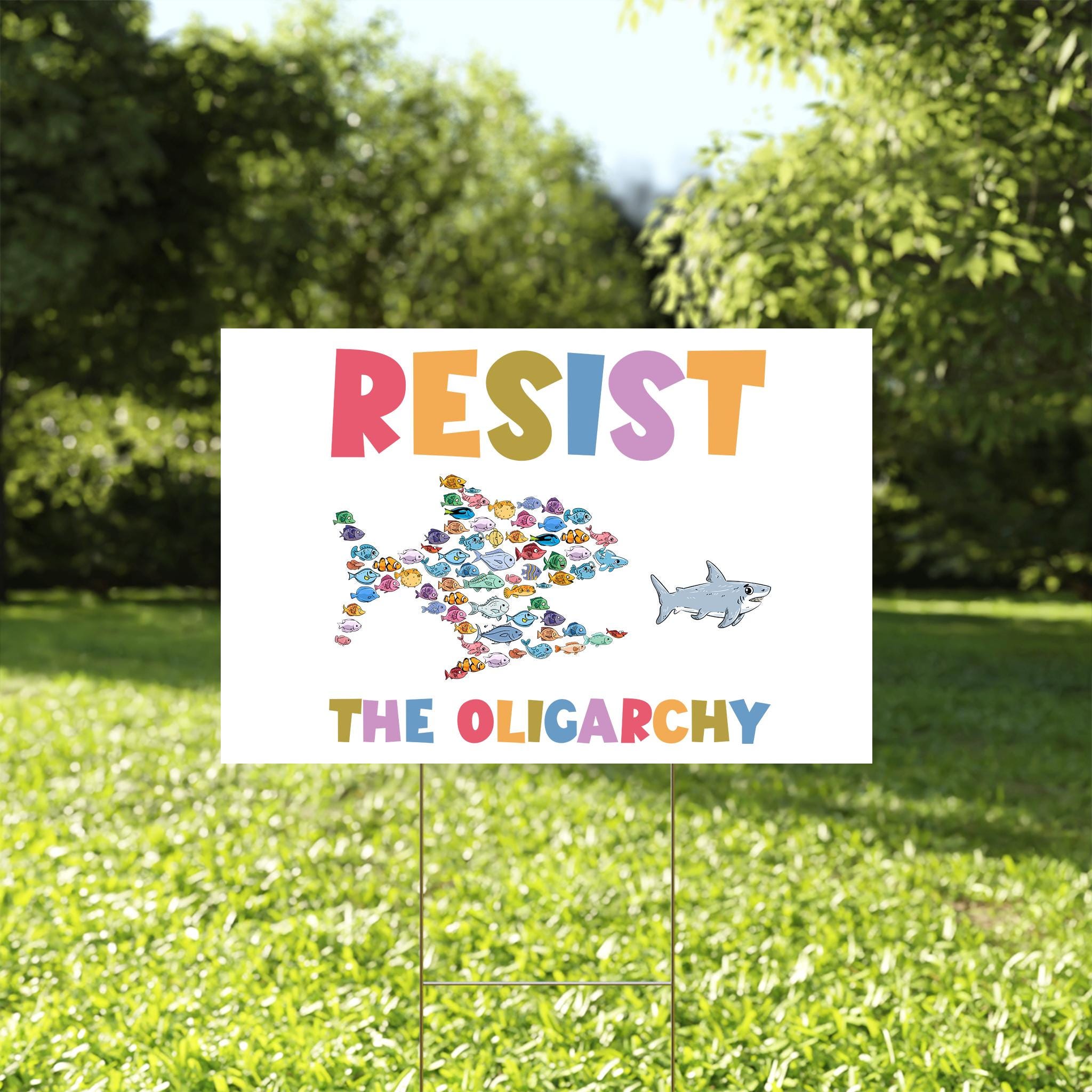 Resist The Oligarchy Yard Sign, Eat The Rich Anti Billionaire, Anti Trump Yard Sign