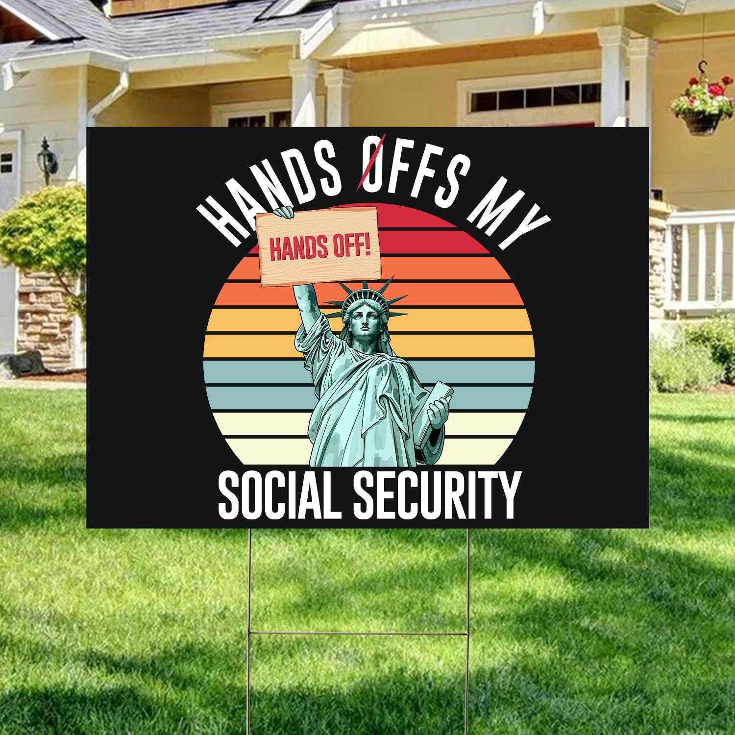 Hands Off Protest Yard Sign, Social Security Sign, Political Sign, Medicare Sign