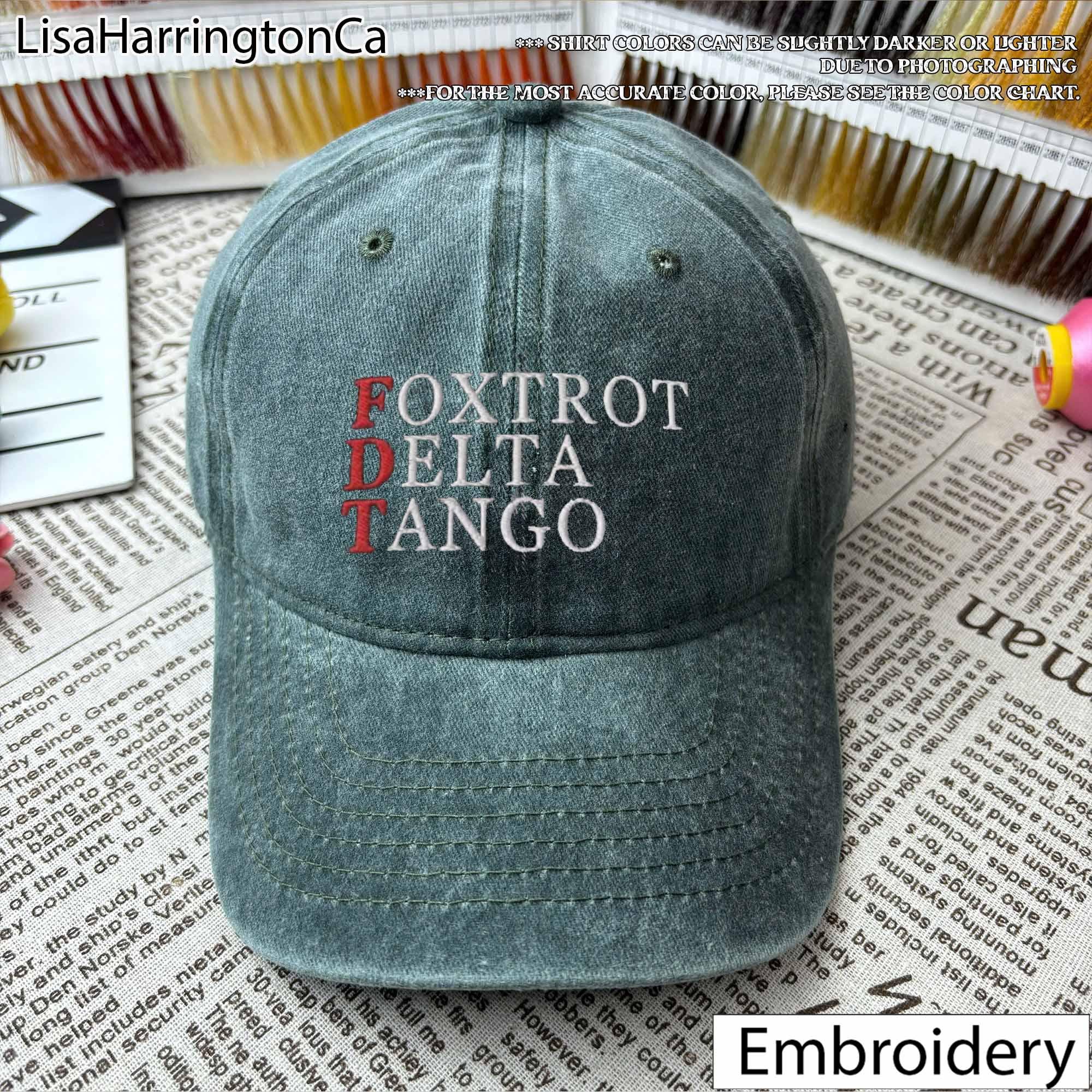 Foxtrot Delta Tango Embroidered Hat, Embroidered Anti Trump Vintage Baseball Cap
