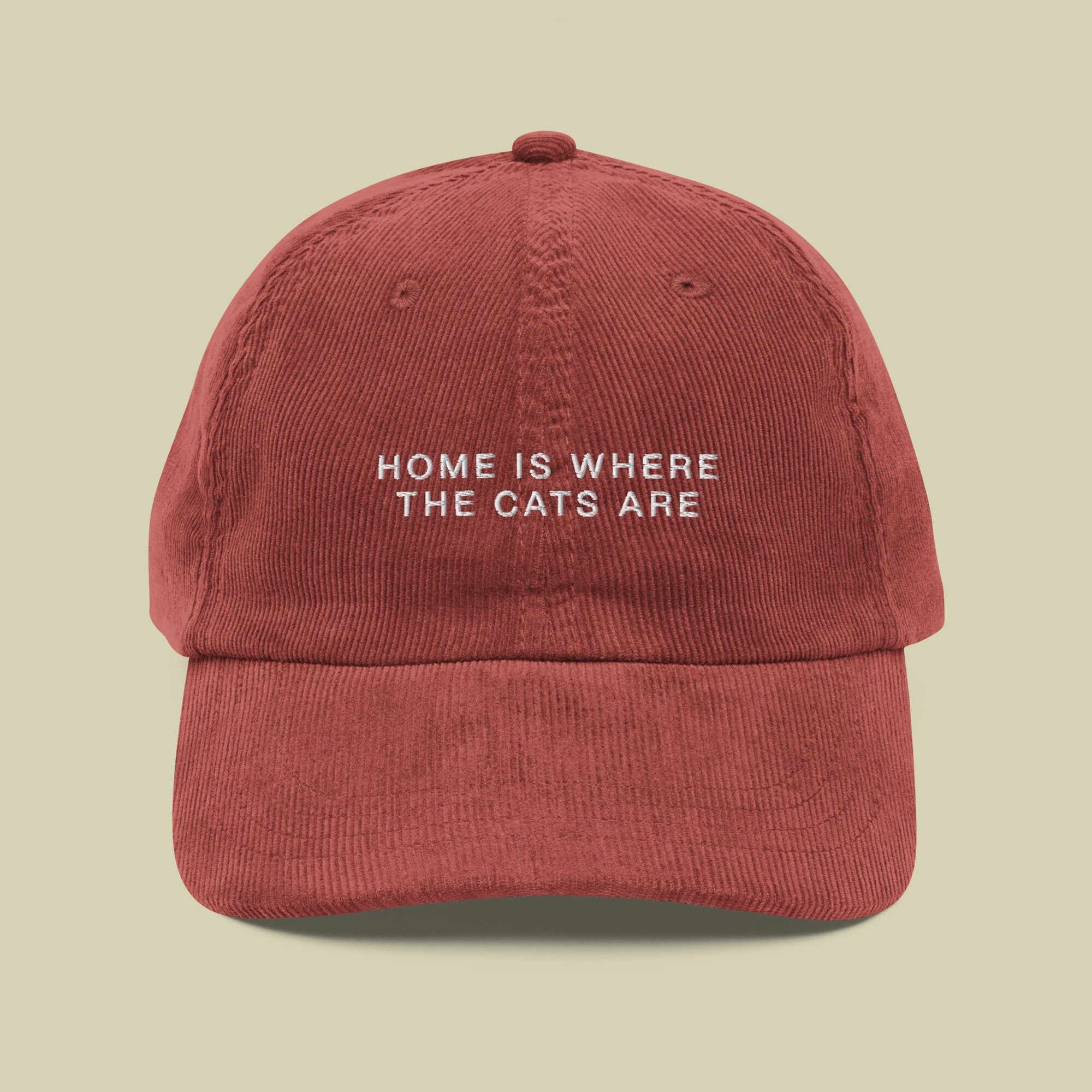Home Is Where The Cats Are Embroidered Corduroy Hat