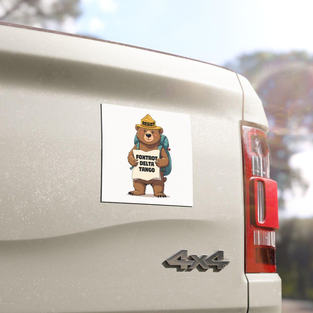Fdt Resist Bear Car Magnet, Foxtrot Delta Tango